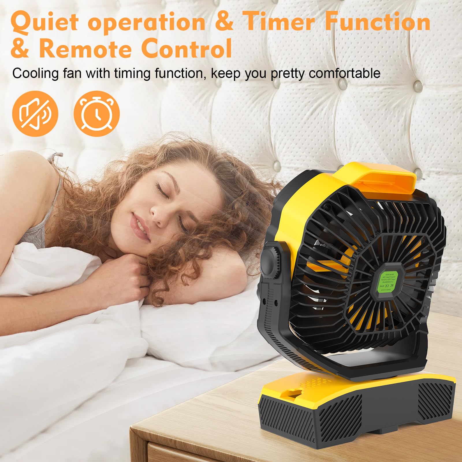 RUNTOP 20000mAh Oscillation Camping Fan, Remote Control Rechargeable Battery Operated Outdoor Tent Fan w/Hanging Hook, Portable Personal USB Desk Fan for Camping, Jobsite Tent Travel Beach Bedroom 6