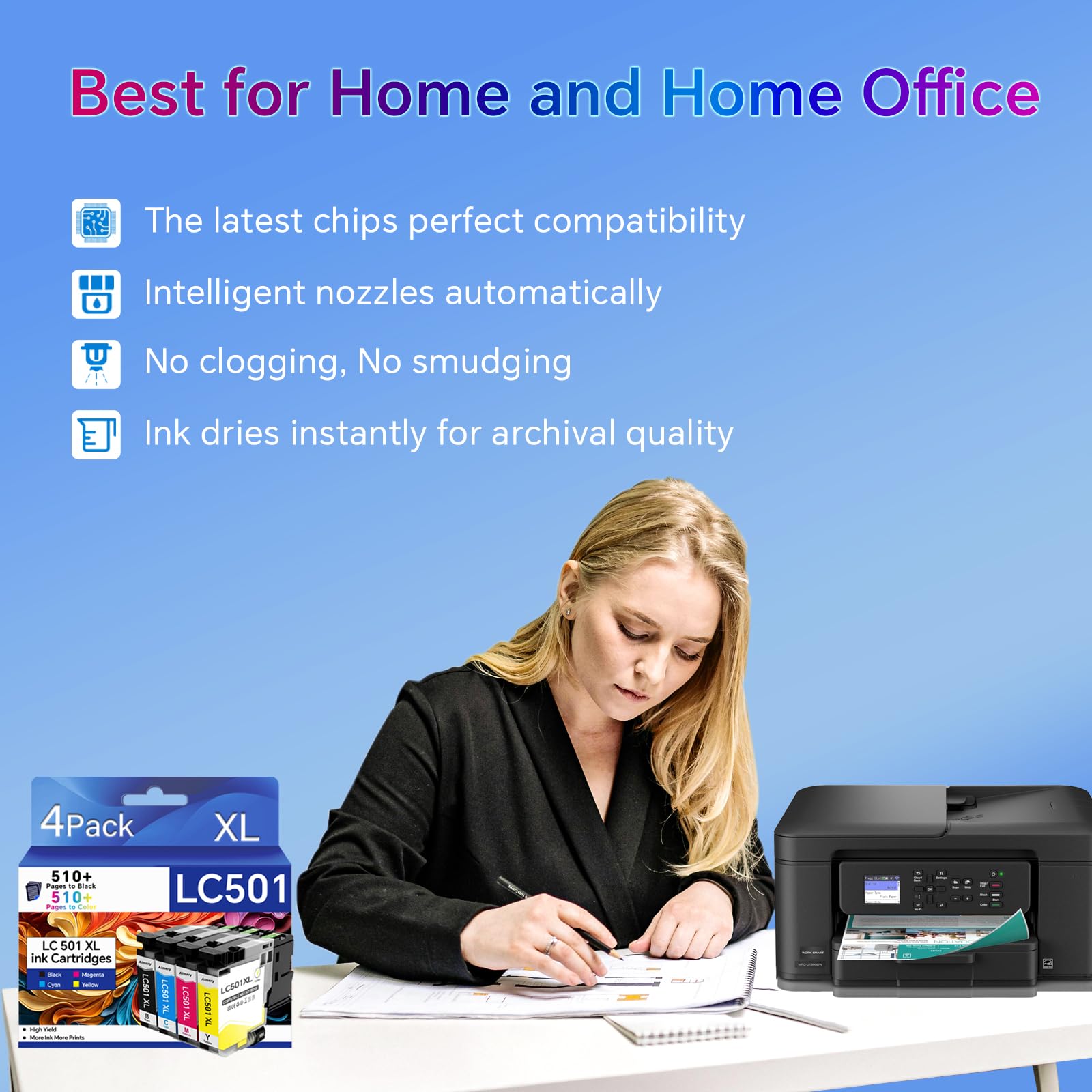 Lc501 Ink Cartridges For Brother Mfc-J1360dw Printer Lc501xl High Yield 5