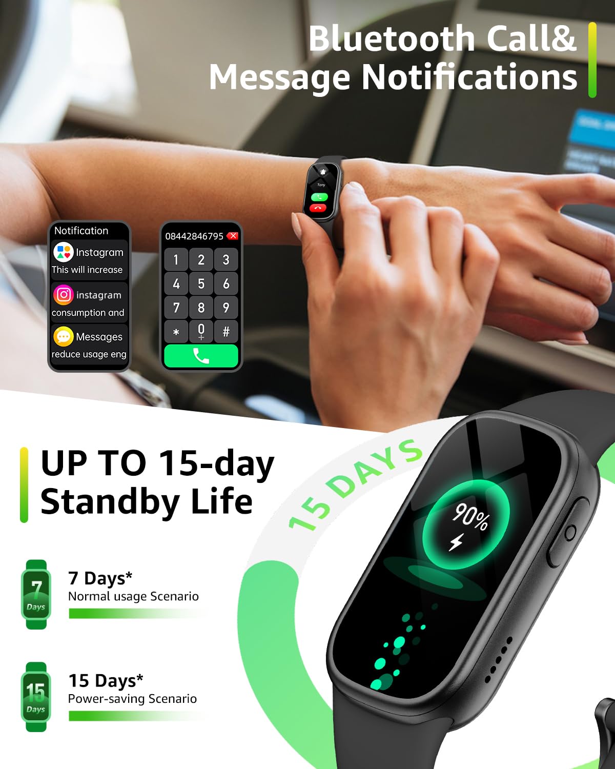 BUTFORFIT Fitness Tracker, Smart Watch with 1.47" HD Touch Display, 137+ Sport Modes Fitness Watch with Heart Rate Sleep Monitor, Step Counter, Calorie, IP68 Waterproof Activity Tracker for Women Men 3