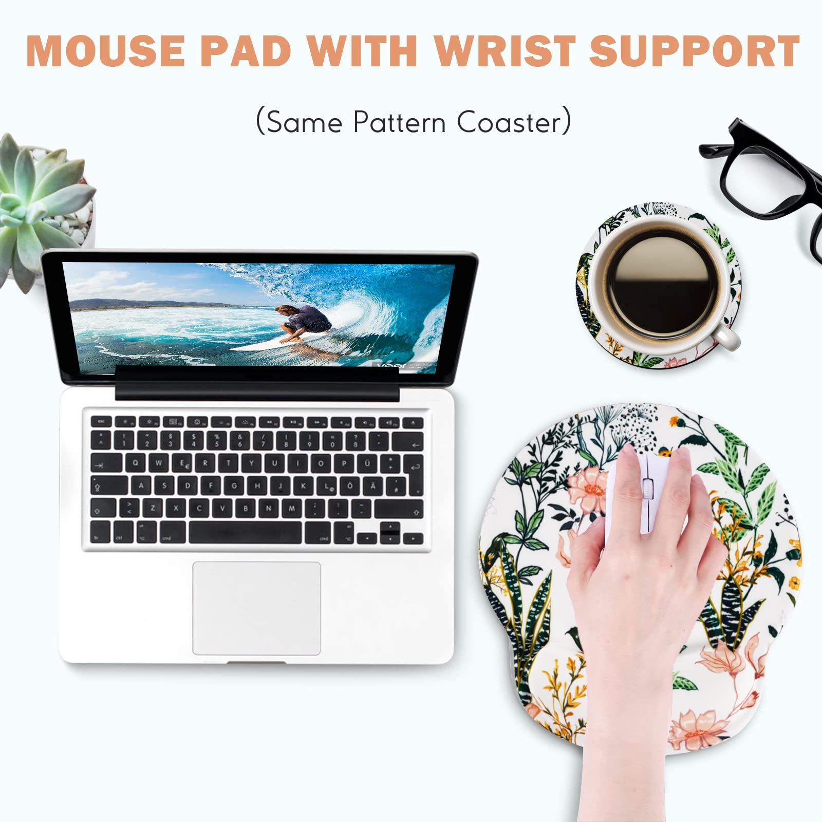 DINKY Ergonomic Mouse Pads, Cute Mouse Pad with Wrist Rest Support Gel, Non-Slip PU Base Mouse Mat with Memory Foam for Home, Office and Gaming, Easy Typing & Pain Relief-Orange 6