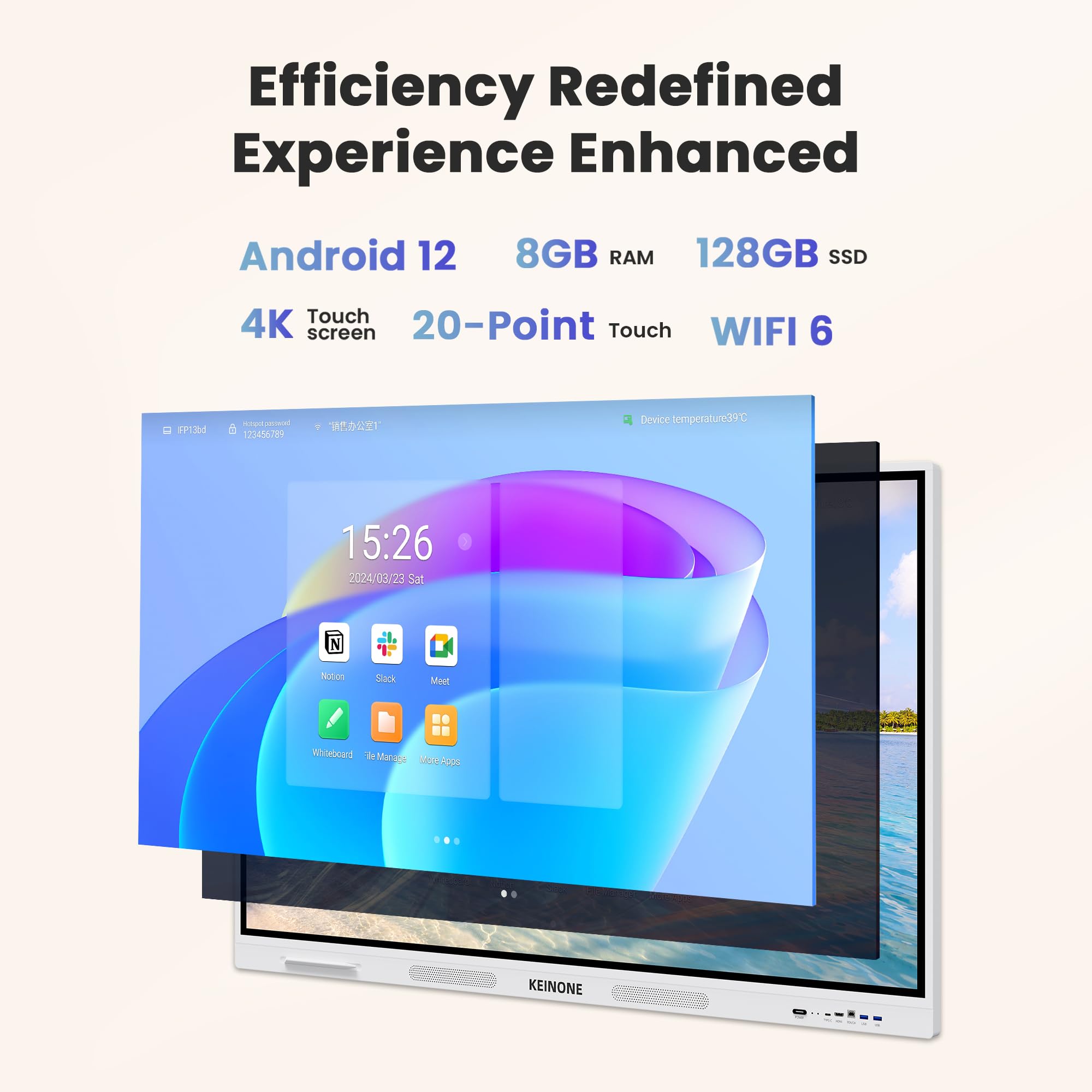 KEINONE 75" 4K 8+128 GB Interactive Smart Board & USB Video Conference Camera 90° Wide Angle for Home Office School Classroom 6