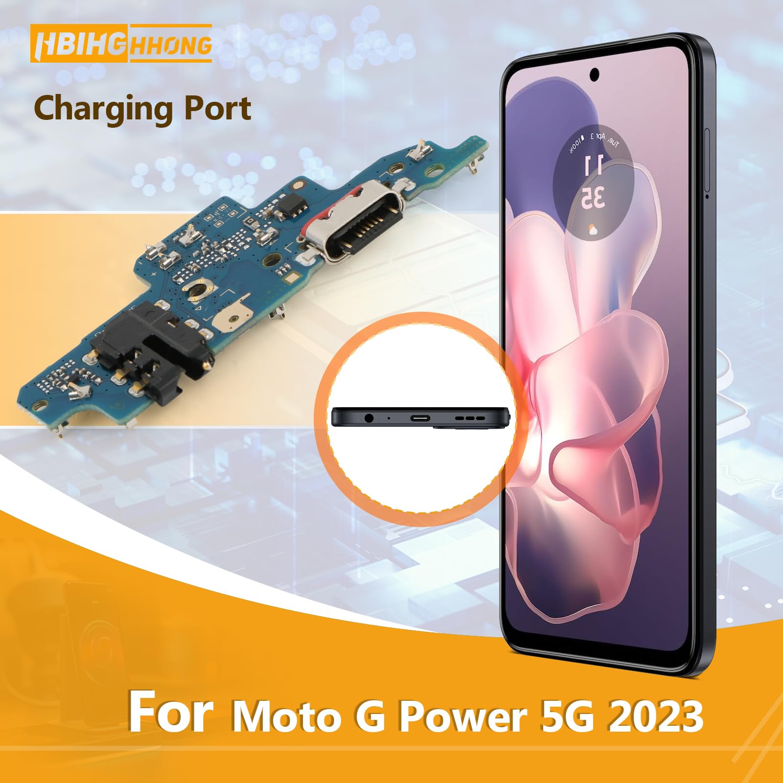 HBIHGHHONG USB Charging Port for Motorola Moto G Power 5G 2024 Dock Connector Replacement for Moto G Power 5G 2024 XT2415-1 XT2415-5 XT2415V Type C Charger Port Dock Board Repair Parts 3