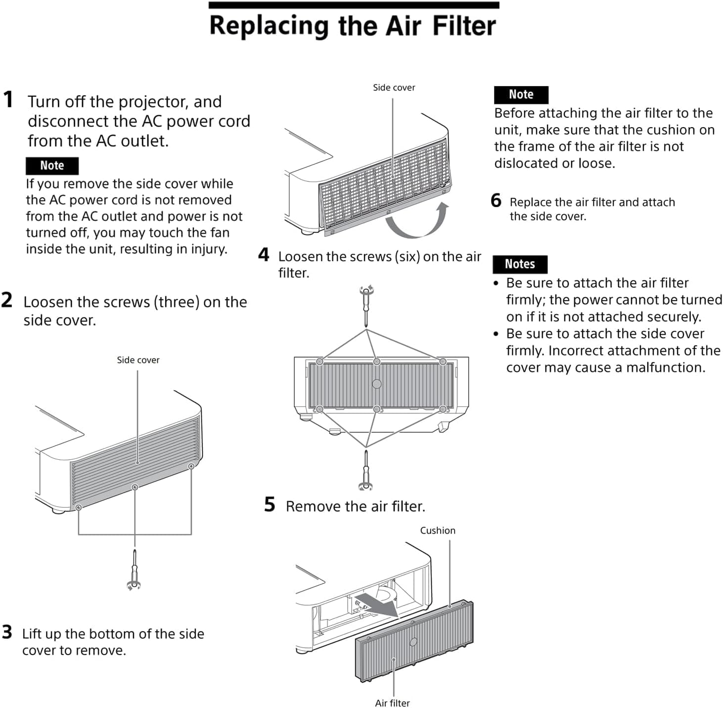 AOERUOW X25948441 Replacement Projector Air Dust Filter for Sony VPL-PHZ10,VPL-PWZ10,VPL-PXZ10,VPL-PHZ12 Projectors 6