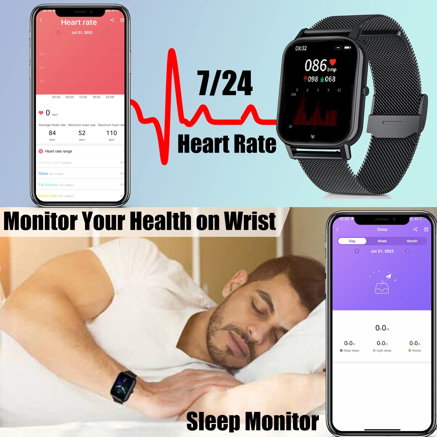 FACOI Smart Watch for iPhone Compatible - 2023 Smart Watch Answer Make Call for Android Phones for Women Men, Heart Rate Blood Oxygen SpO2 Sleep Fitness Watch Tracker Compatible Android iOS Phones 6