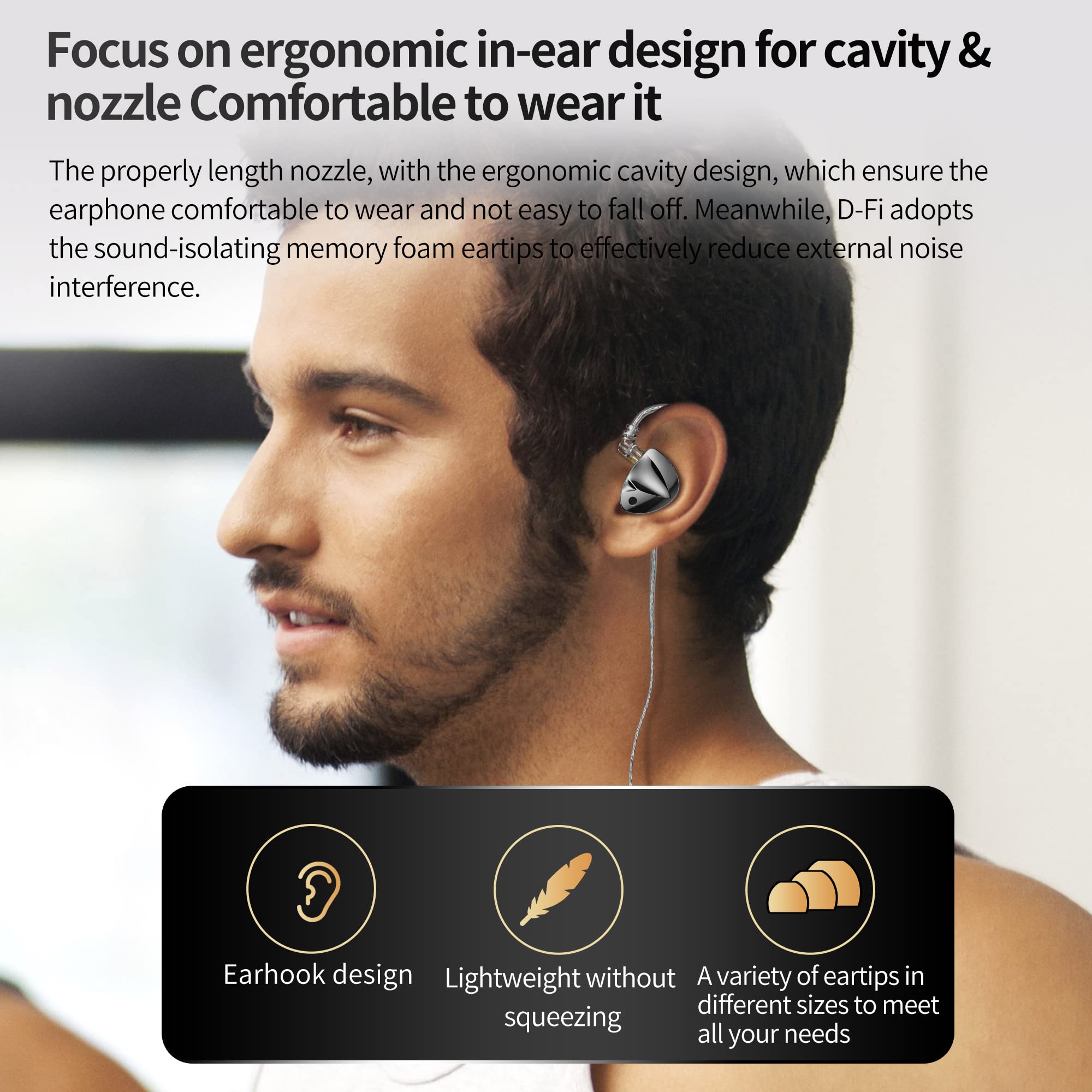 KZ D-Fi in Ear Monitor Headphones High Performance Flagship Dynamic IEMS,Dual-Magnet&Dual-Cavity Dynamic Driver Wired Earbuds Gaming Earbuds with Tuneful Bass for Musicians (Standard Version) 4