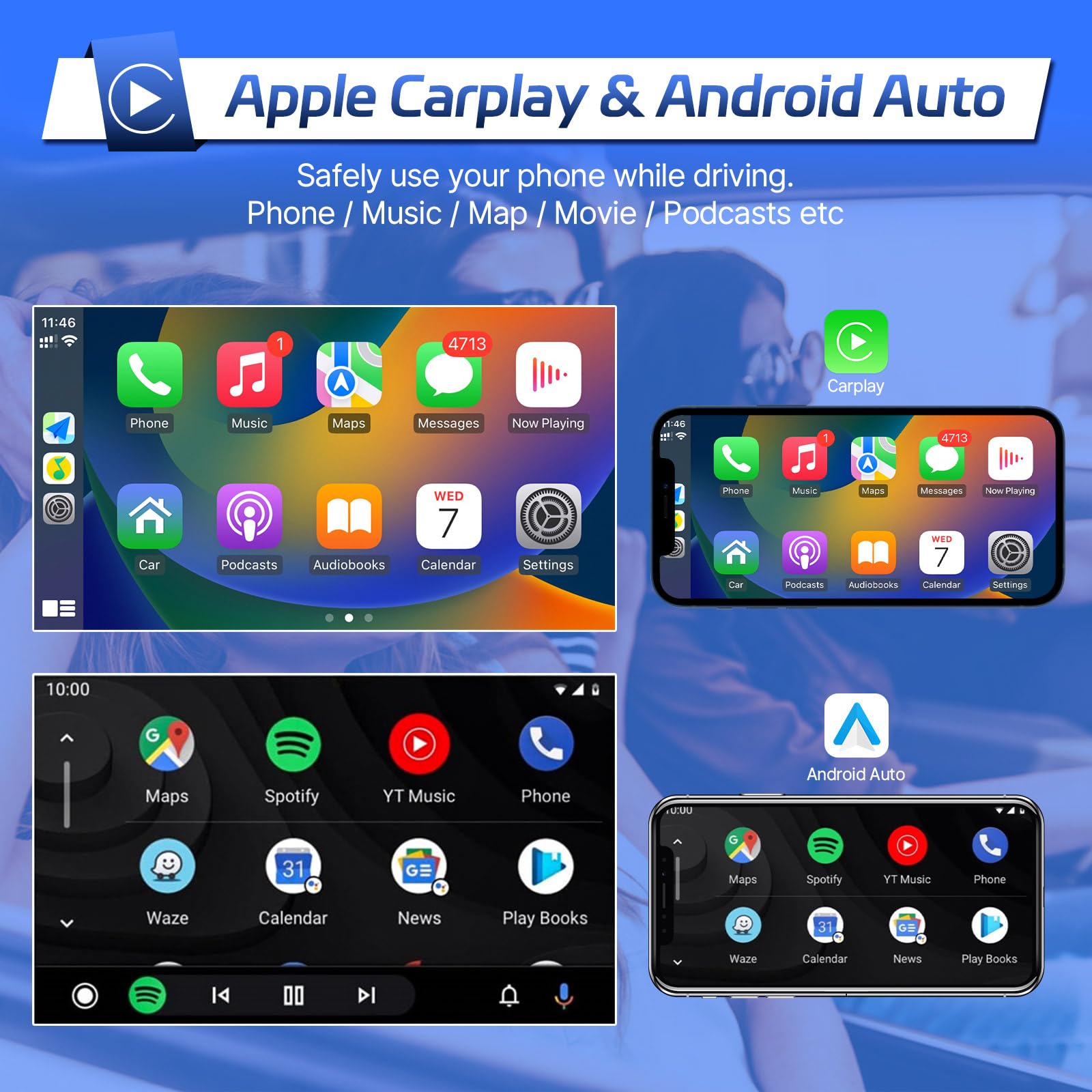 Leadfan Carplay Radio for Toyota RAV4 2006 2007 2008 2009 2010 2011 2012 Wireless Carplay Android Auto,9 inch Touchscreen for RAV4 Head Unit Bluetooth GPS Navi WiFi SWC+AHD Backup Camera 4