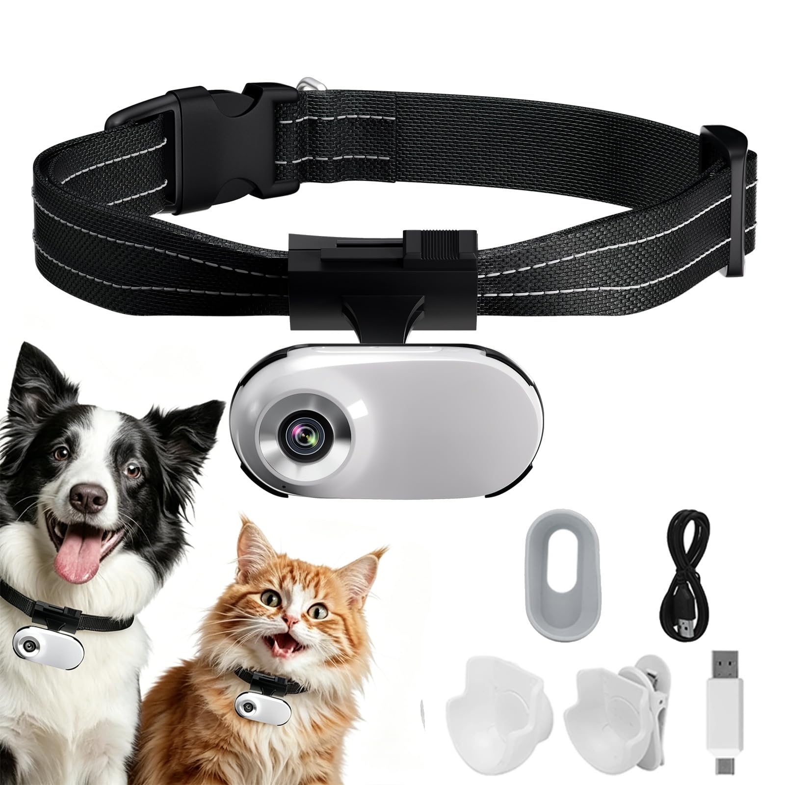 ehomful HD 1080P Cat Camera Collar with Video Record Wireless Mini Sport cam,Small Action Cameras,Body Camera for Pet Supplies/Stuff,Outdoor/Inoor Birthday Gift No WiFi 1