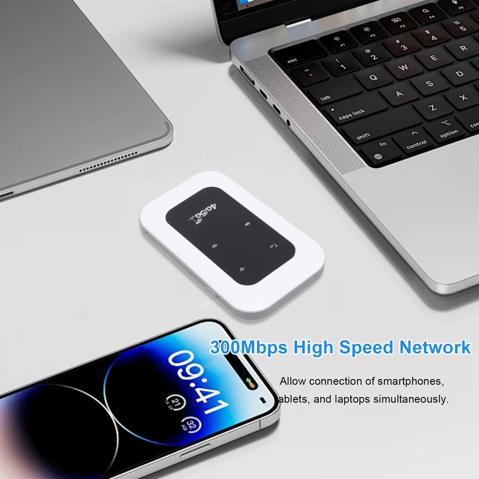 GOWENIC Portable 4G 5G WiFi Hotspot Mobile WiFi Device Wireless Router 300Mbps LTE CAT4 with SIM Card Slot for Travel Camping Motorhome 5
