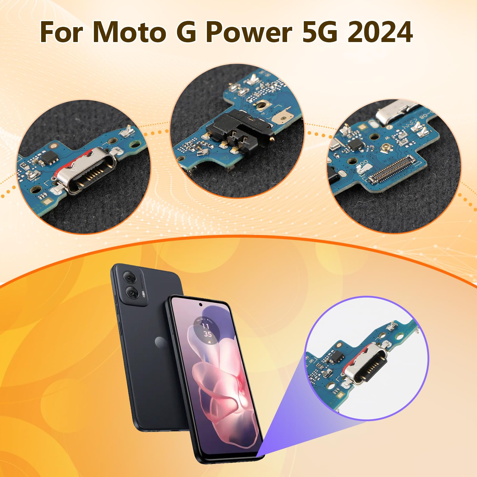 HBIHGHHONG USB Charging Port for Motorola Moto G Power 5G 2024 Dock Connector Replacement for Moto G Power 5G 2024 XT2415-1 XT2415-5 XT2415V Type C Charger Port Dock Board Repair Parts 5
