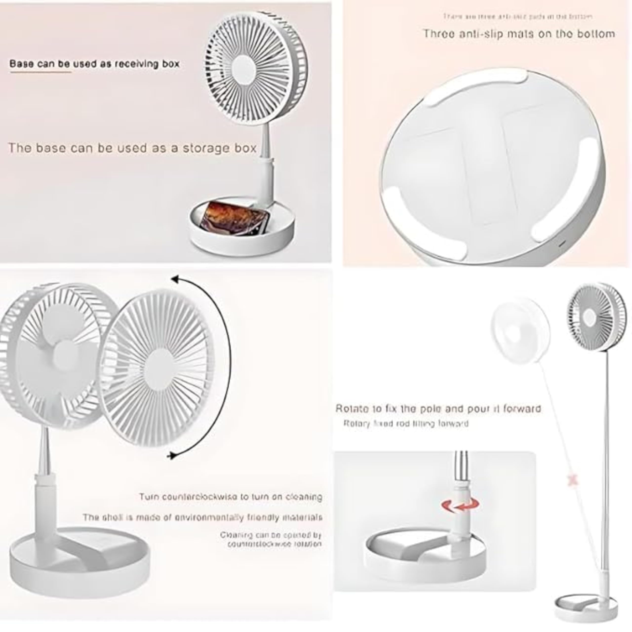 Mabron Upgraded Oscillating Fan Height Adjustable Folding & Portable Fan Rechargeable Battery Operated Fan with 4 Speeds Strong Wind for Home Travel Camping Fan-𝟏𝟓 𝐘𝐞𝐚𝐫𝐬 𝐖𝐚𝐫𝐫𝐚𝐧𝐭𝐲 6