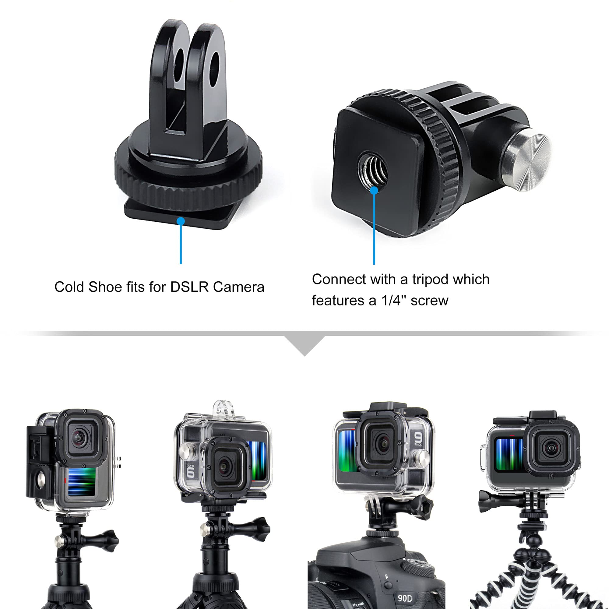 GEPULY Waterproof Housing Case with 2-Pack Backdoors Waterproof+Skeleton Cover for GoPro Hero 9 10 11 12 13 Black 4