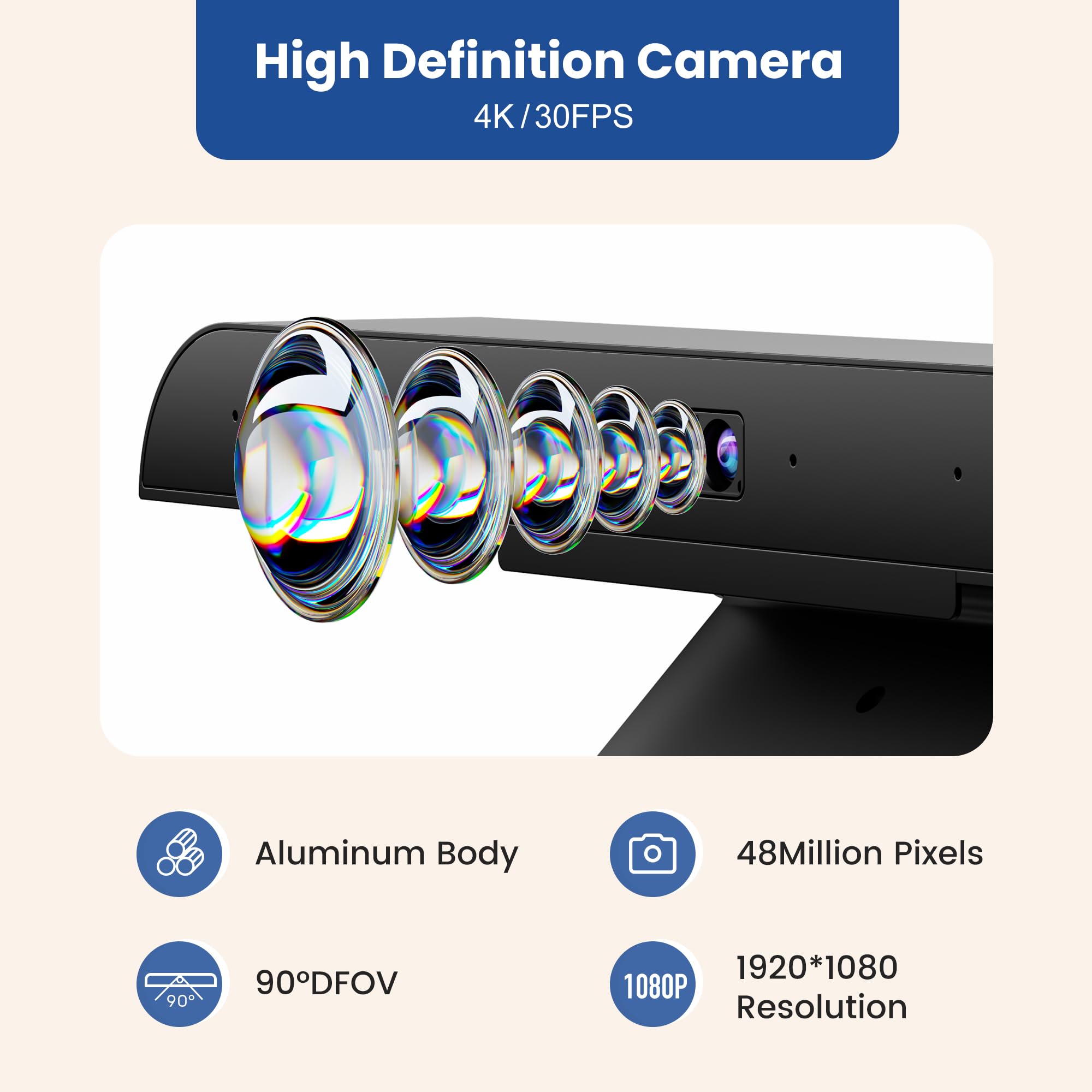 KEINONE 55" 4K 8+128 GB Interactive Smart Board for Classroom & USB Video Conference Camera 90° Wide Angle for Home Office School Display Screen (White) 5