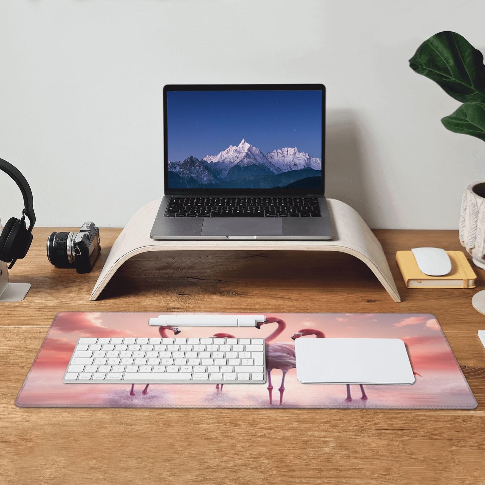 Famame Laptop Mouse Pad Flamingos Walking in Lake Desk Mat with Stitched Edges 31.5X 11.8 inch Non-Slip Large Keyboard Rubber Writing Table Mat for Office Home 4