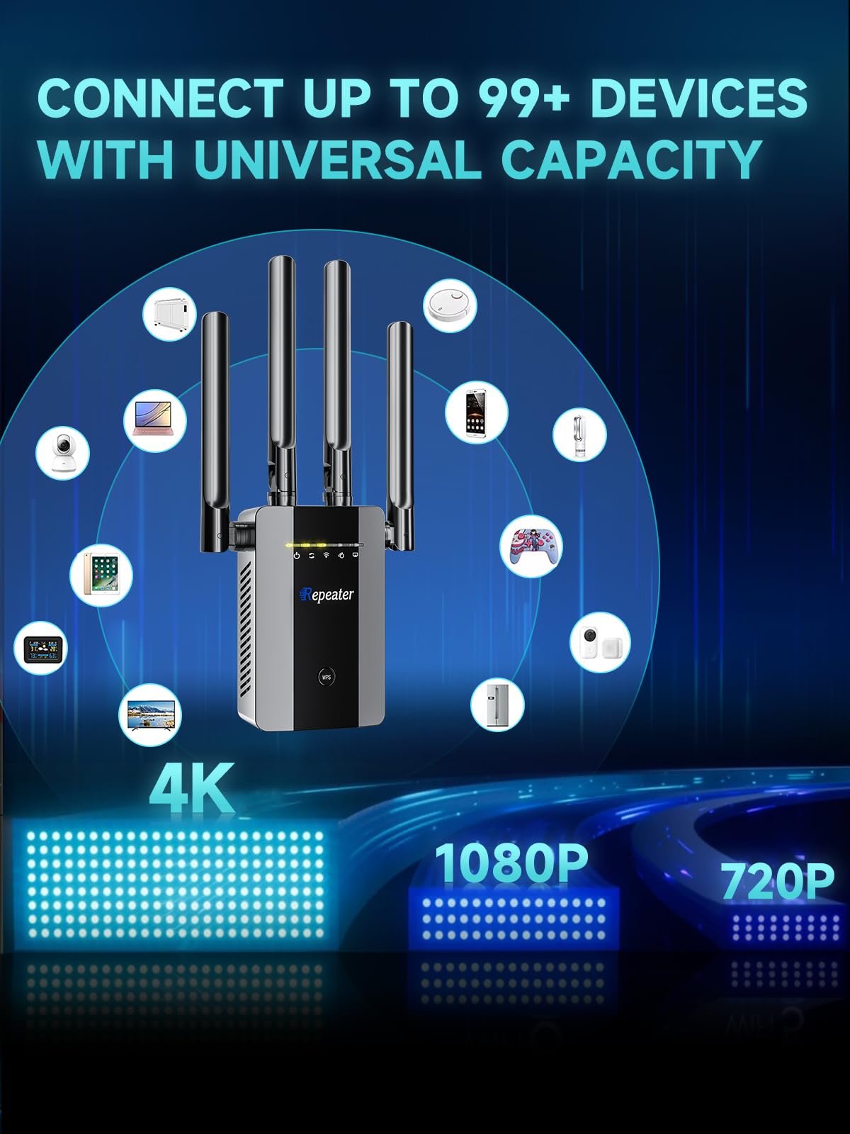 WiFi Extender Signal Booster for Home, 16ksq.ft Long Range WiFi Repeater Wireless Routers Signal Amplifier, 5 Working Modes 4