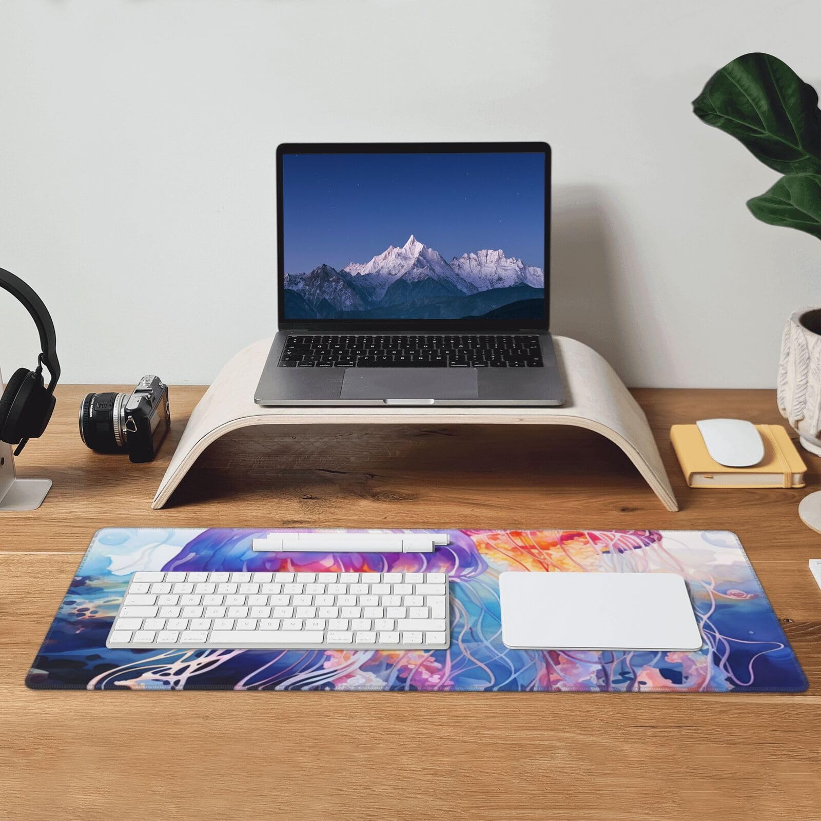 Famame Laptop Mouse Pad Beautiful Jelly Fish Desk Mat with Stitched Edges 31.5X 11.8 inch Non-Slip Large Keyboard Rubber Writing Table Mat for Office Home 4
