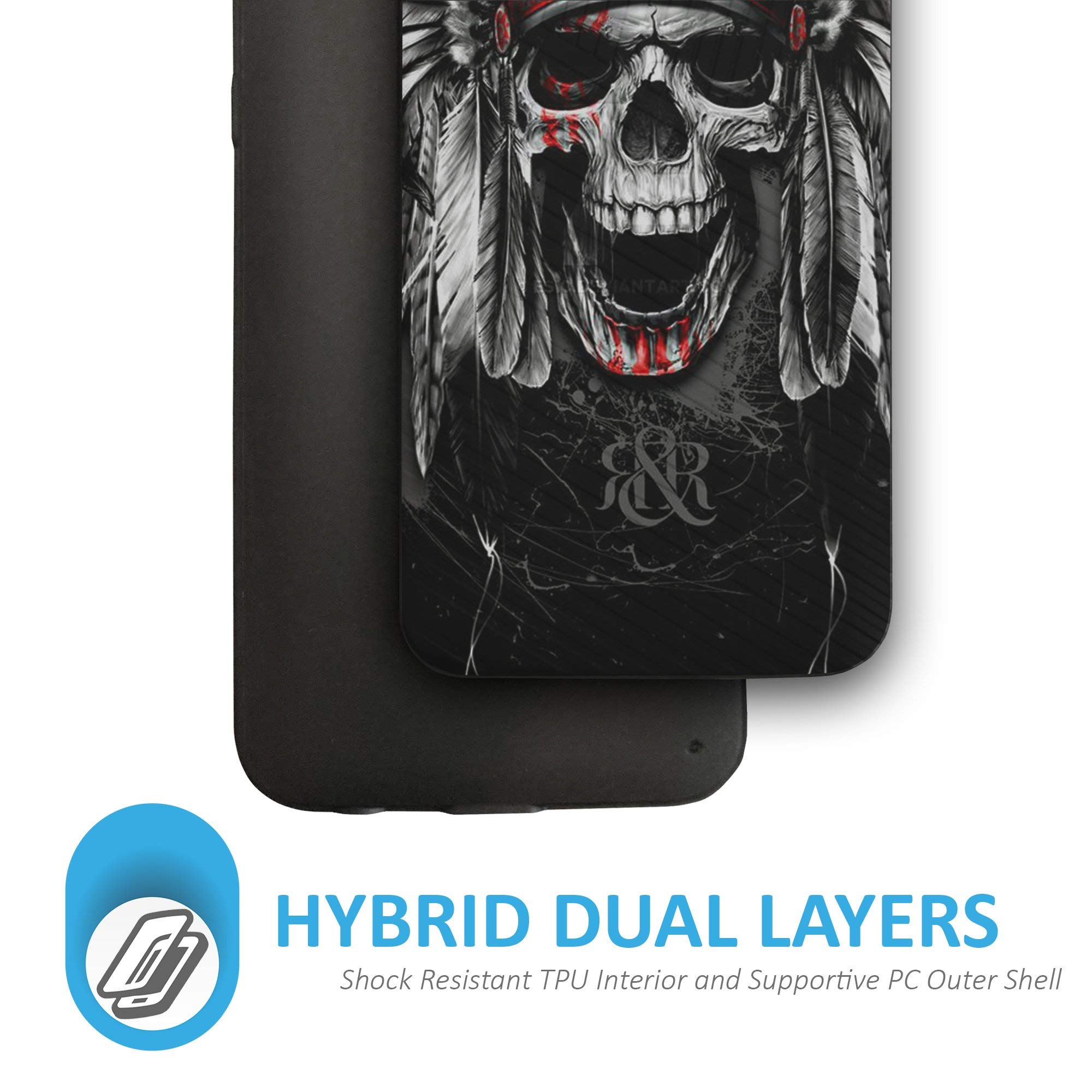 CasesOnDeck Case for Motorola Moto E5 Plus/Moto E5 Supra - Slim Fitted Hybrid Fusion Embossed Dual Layer Cover (Tribal Skull Warrior) 2
