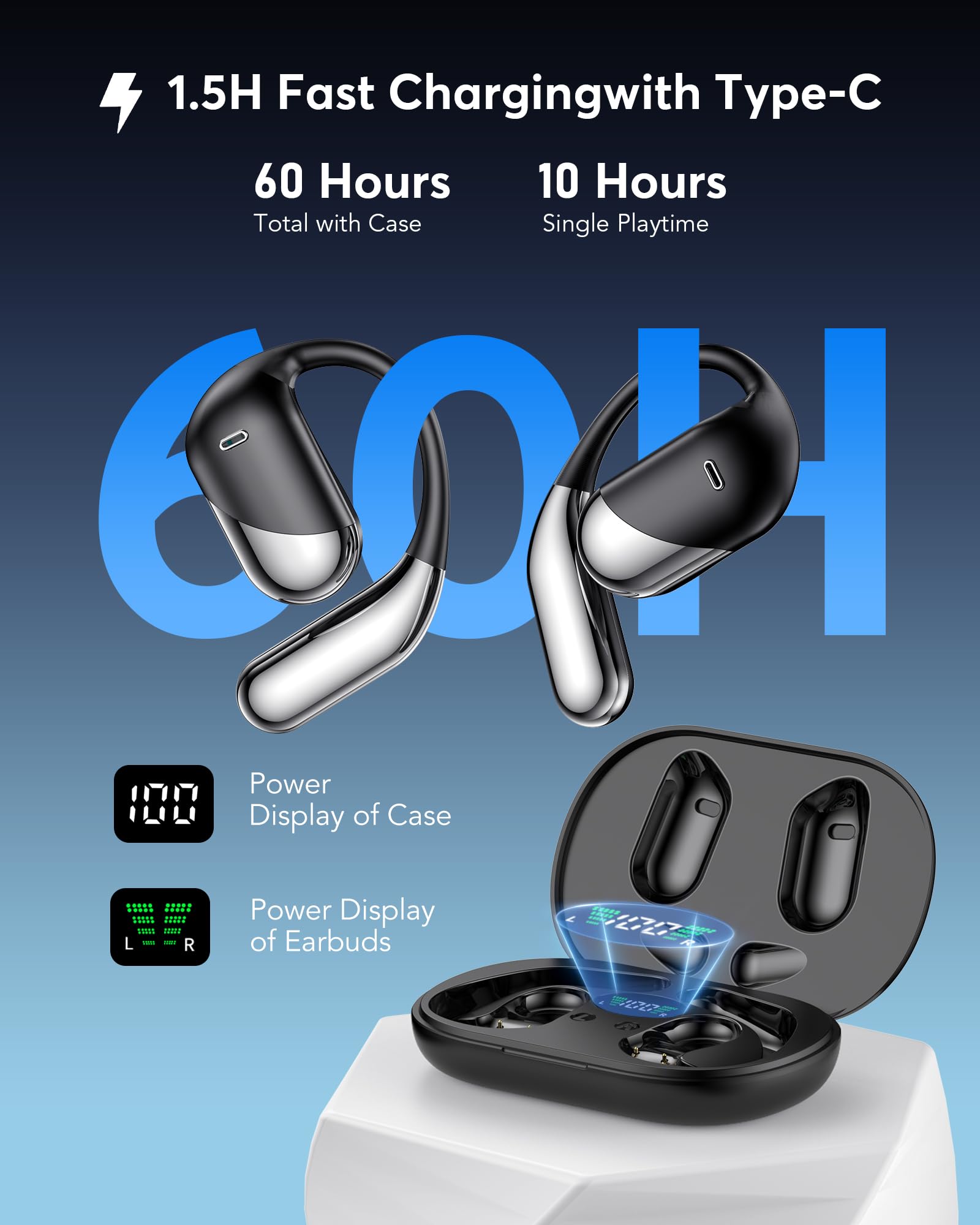 AI Translation Earbuds Real Time, 3-in-1 Translator Earbuds Audifonos Traductores Inglés Español, 144 Languages & Accents, Open Ear Wireless Ear Buds Bluetooth with Charging Case fit iOS & Android 6
