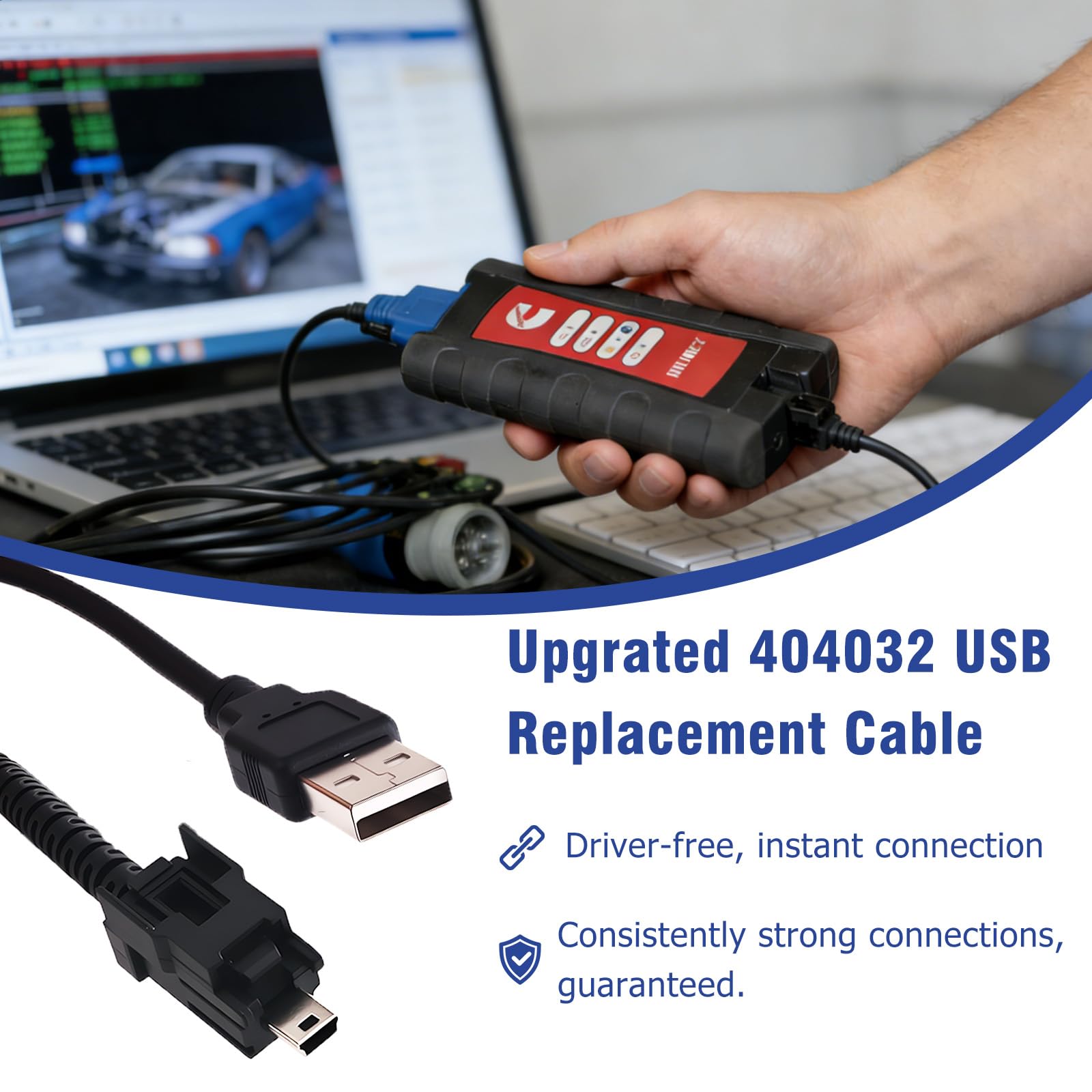 Nimite 404032 USB Cable fits forNexiq USB Link 2 & 3, Cord Replacement Part forCummins Inline 7 and Standard USB Computer Port, for Truck Diagnostic Data Transmission. 4