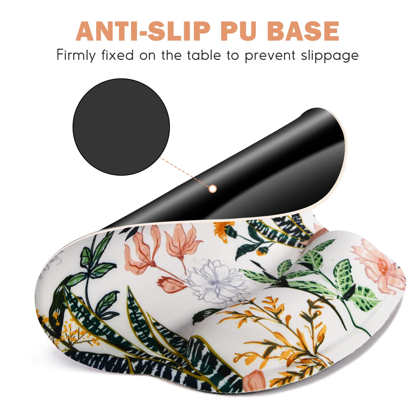 DINKY Ergonomic Mouse Pads, Cute Mouse Pad with Wrist Rest Support Gel, Non-Slip PU Base Mouse Mat with Memory Foam for Home, Office and Gaming, Easy Typing & Pain Relief-Orange 5