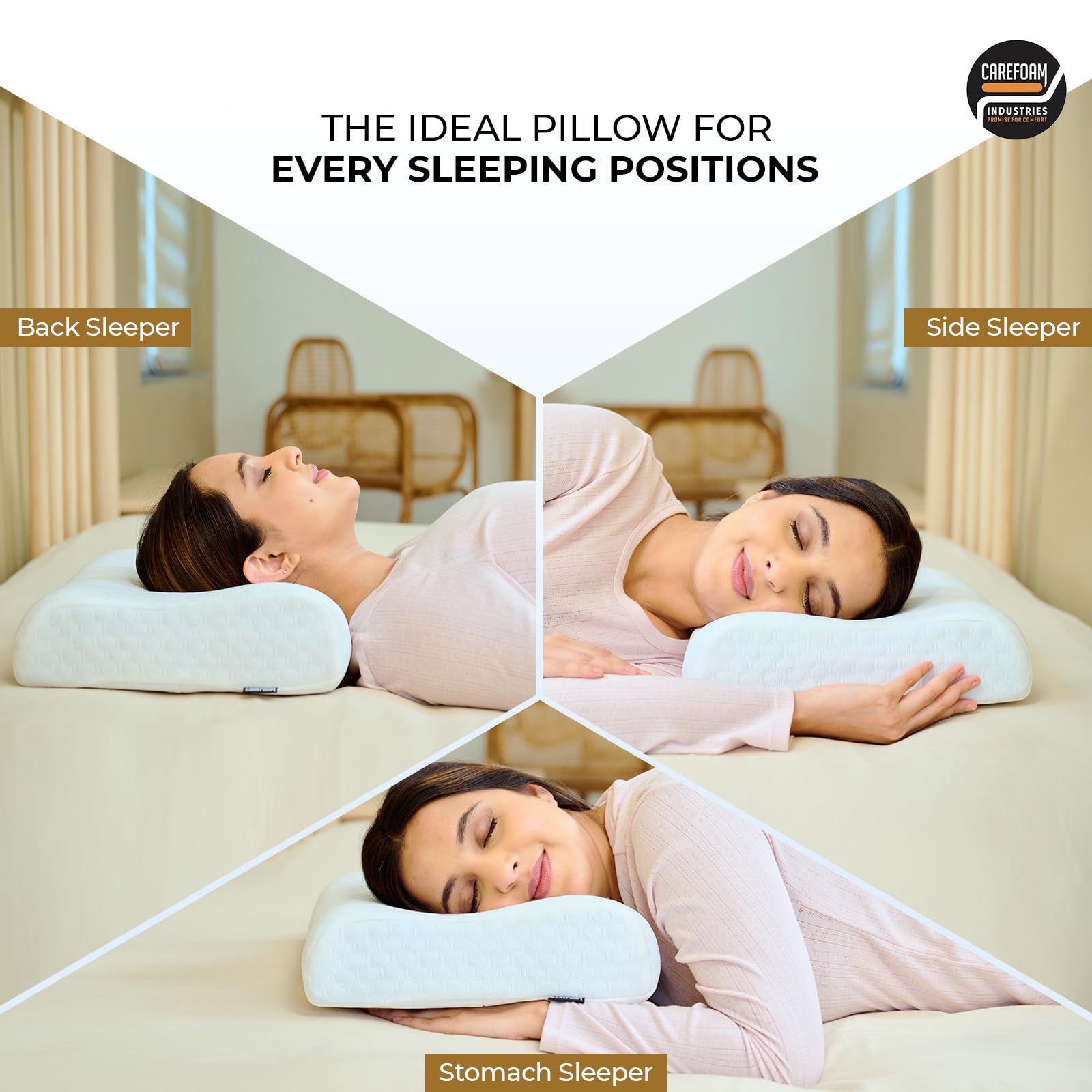 CareFoam Orthopaedic Memory Foam Sleeping Bed Pillow Small Size Neck & Back Support (Queen Size with Inner Cover 16 x 24 x 4 Inch) (Royal White, King_P2) 6