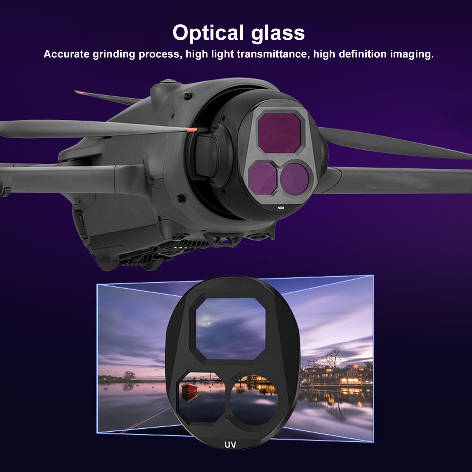 Drfeify Drone Lens Filters, ND16 CPL Filter Accessories, Coated HD Glass, Aluminum Alloy Frame, for Photography Enthusiasts 3