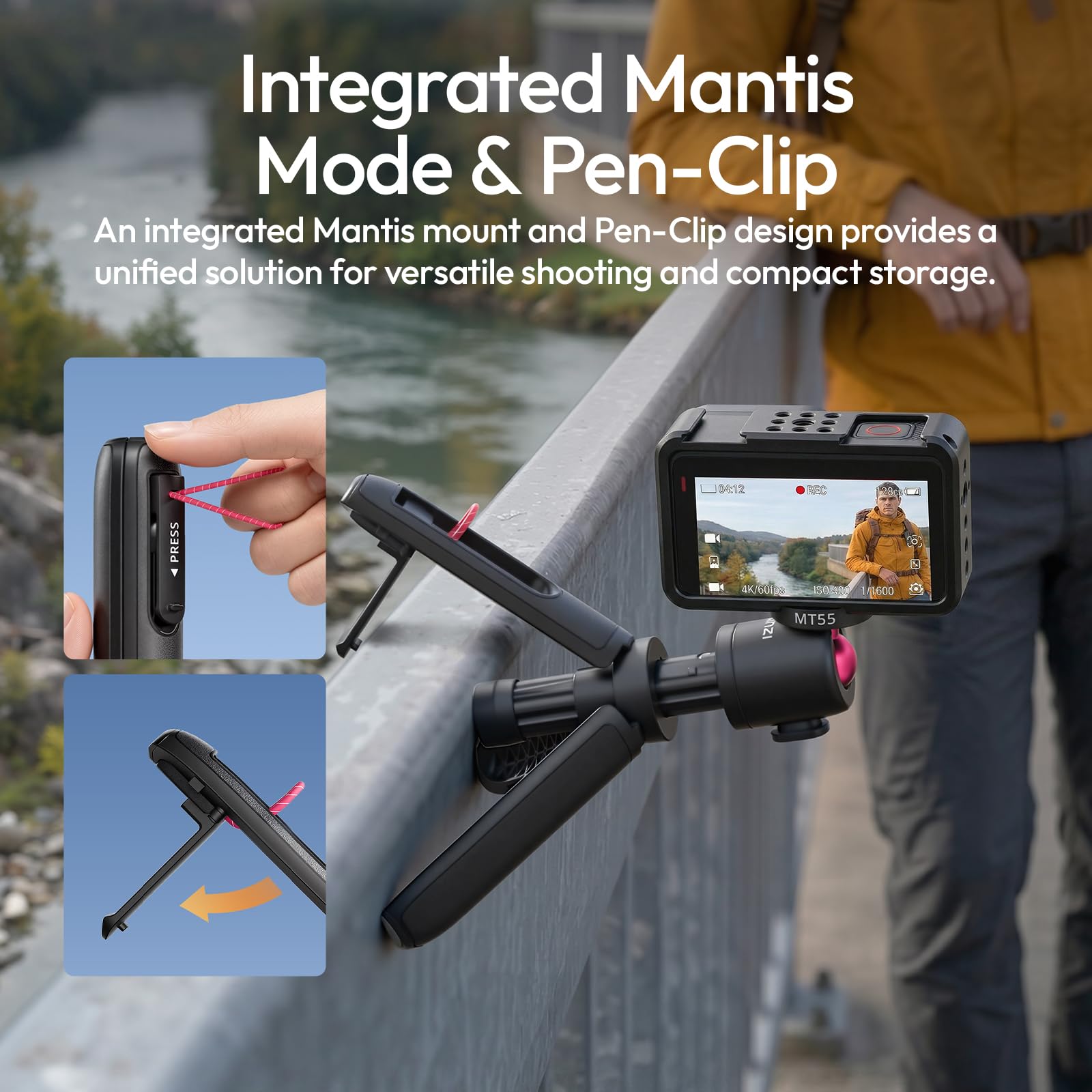 ULANZI MT55 SnapGo Mini Tripod Selfie Stick, 4-in-1, 12.2in 3