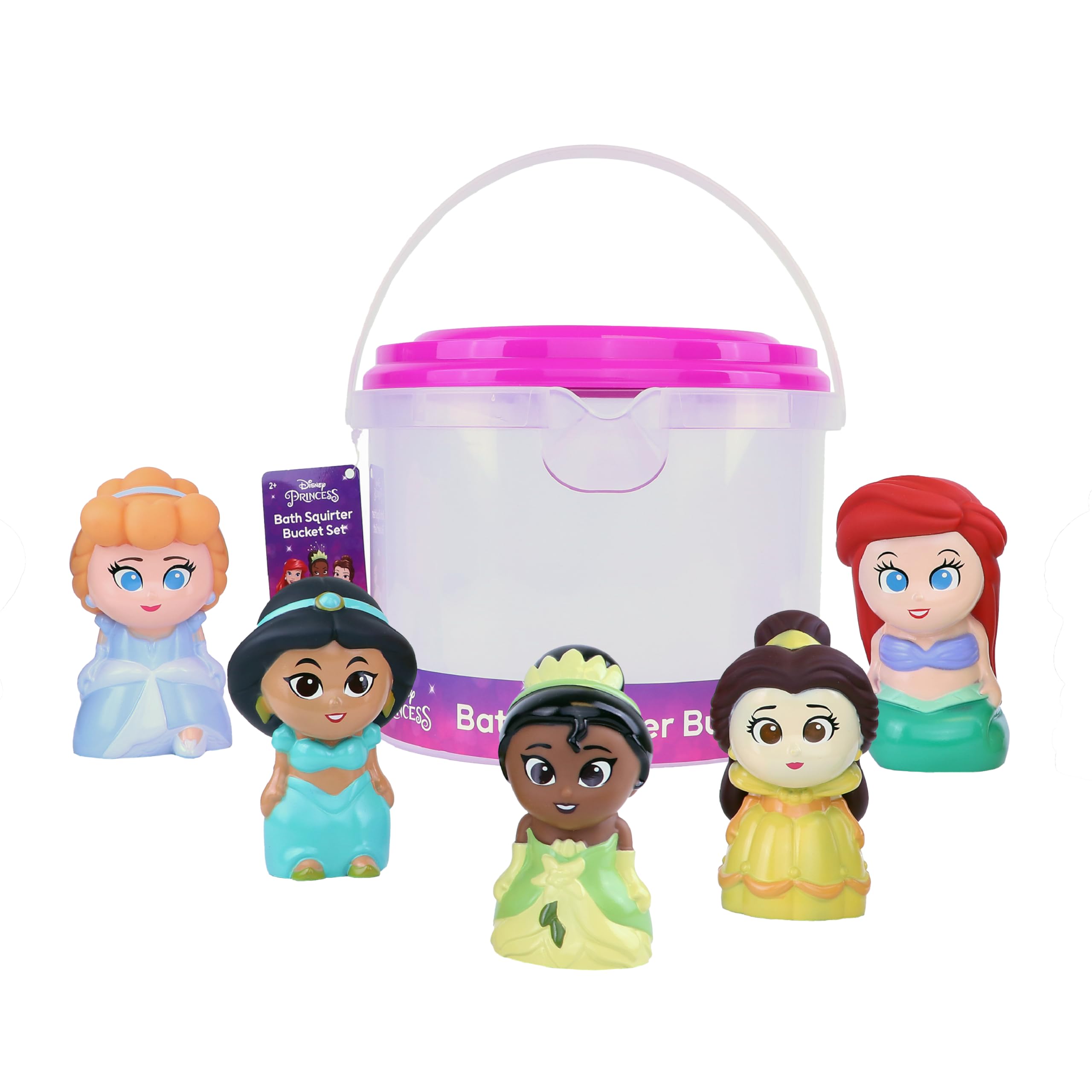 Disney Princess - 5 Piece Bath Squirter Bucket Set -Bath Toys for Baby and Toddlers - Includes Organizer Bucket - Store Bath Time Water Toys 2