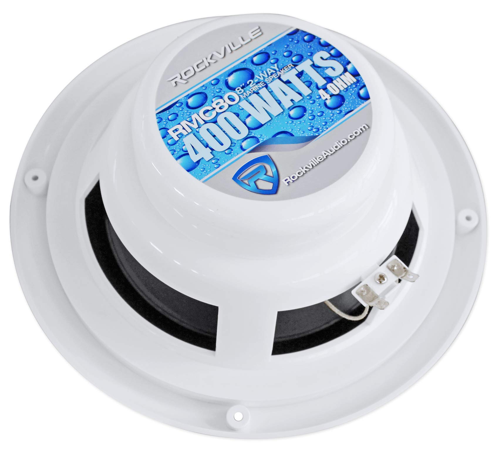 Rockville RMC80W 8" 800W Marine Boat Speakers (Pair), 4 Ohm, Waterproof, UV-Resistant, Clear Sound, Durable Build for Boating and Outdoor Audio 6