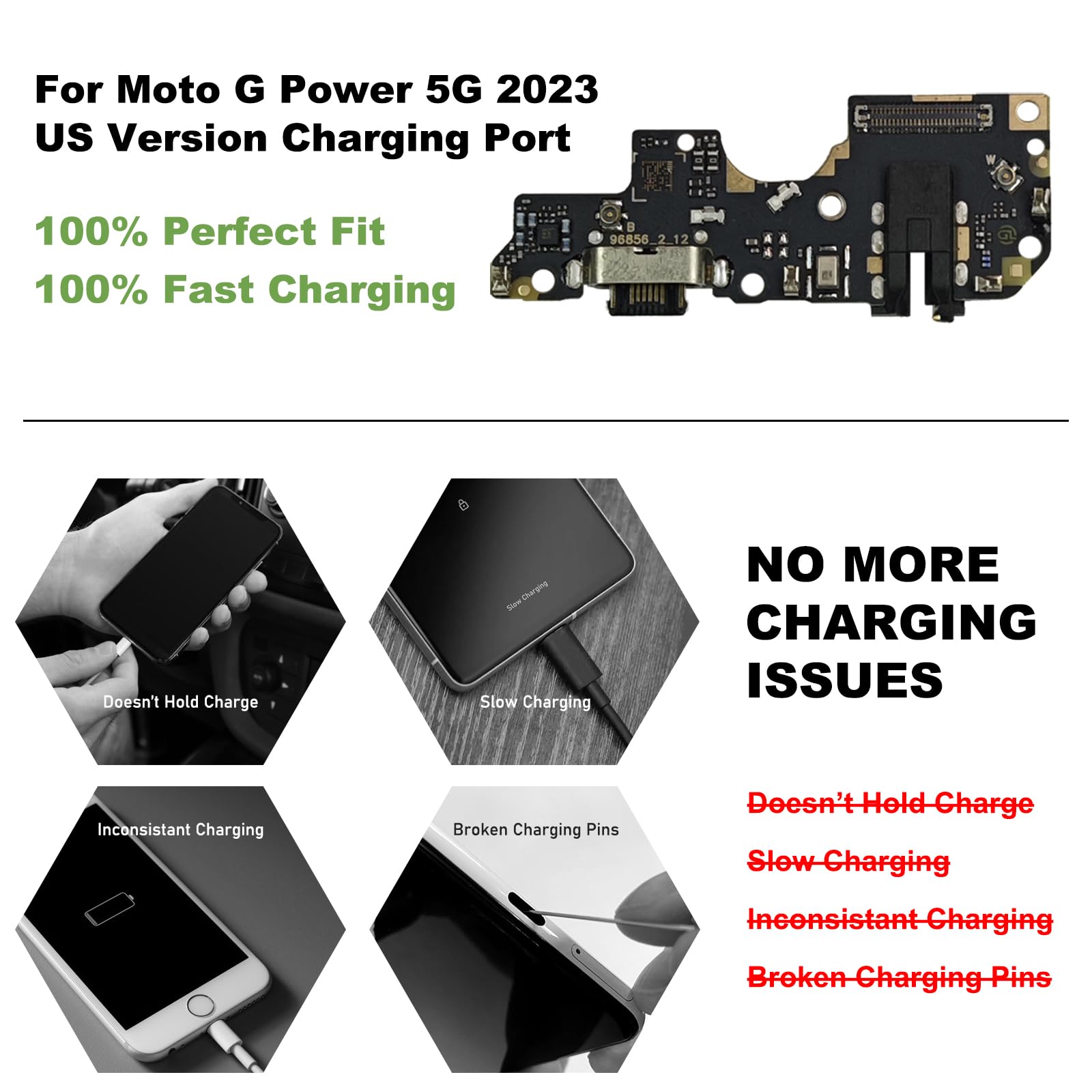 Charging Port Replacement Kit Compatible with Moto G Power 5G 2023 US Version, Dock Board USB-C Connector Only for Moto G Power 5G (2023), with Instruction Manual, Toolkit 4