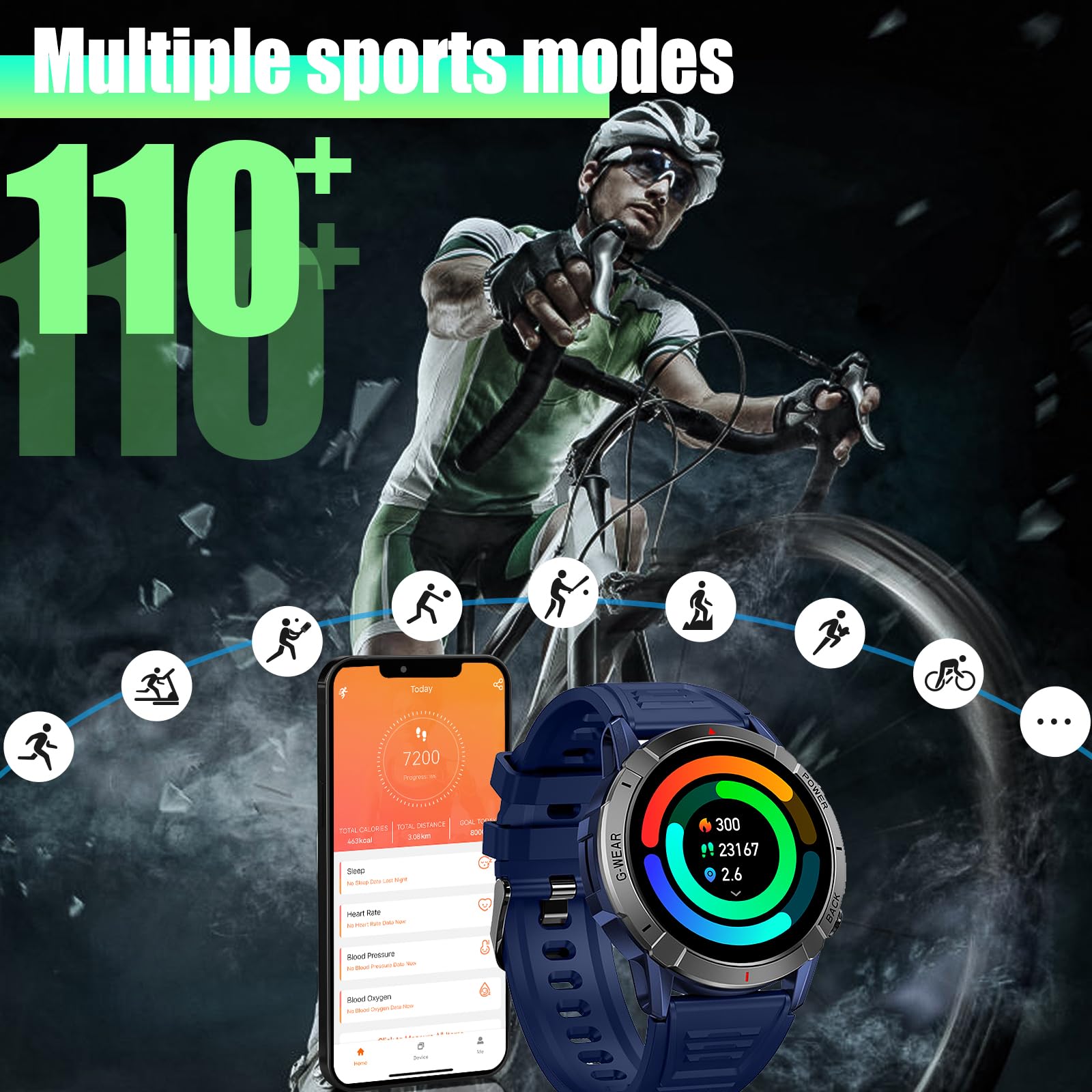 Bassizo Military Smart Watch for Men Make/Answer Calls 1.43" AMOLED Display 5