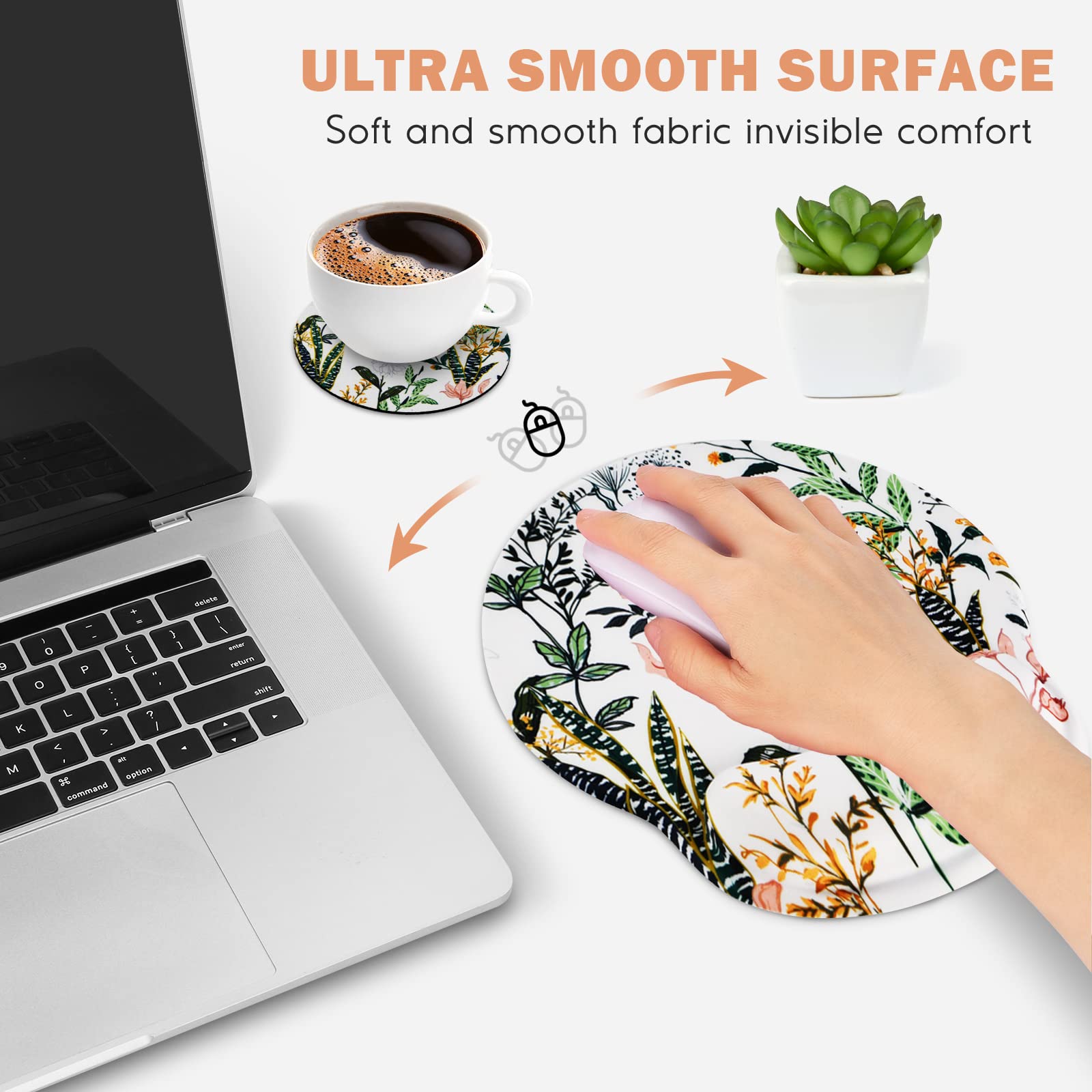 DINKY Ergonomic Mouse Pads, Cute Mouse Pad with Wrist Rest Support Gel, Non-Slip PU Base Mouse Mat with Memory Foam for Home, Office and Gaming, Easy Typing & Pain Relief-Orange 4