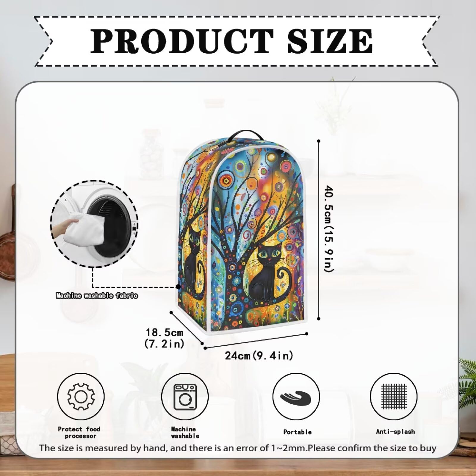 PJHEQOXE Modern Art Cat Print Kitchen Blender Dust Cover with Top Handle 6