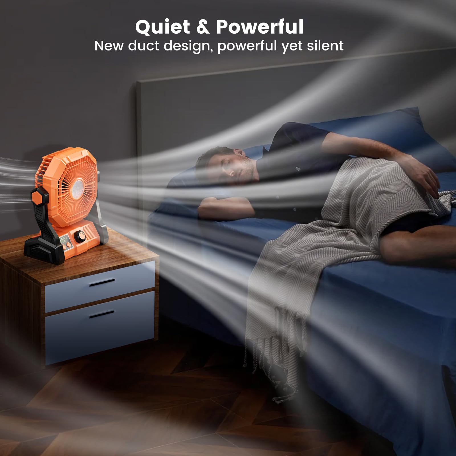 BINUYASHA Camping Fan With 8 Speeds, 10000mAh Battery Operated Fan With LED Lantern, Outdoor Portable Fans For Camping With Remote, Timing, Hook 5