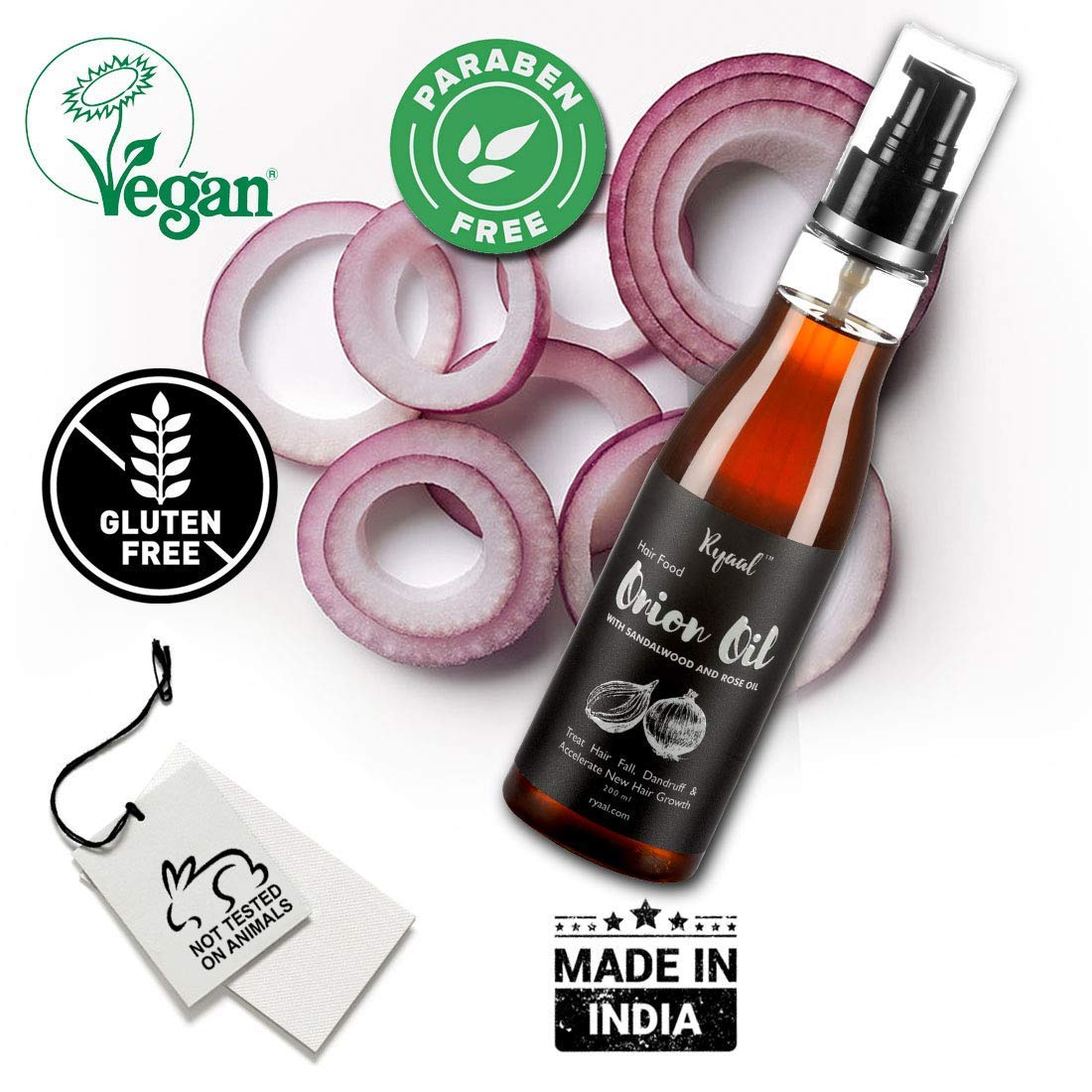 Ryaal Hair Food Onion Hair Oil Nourishing Hair Fall Treatment with Real Onion Extract Intensive Hair Fall Dandruff Treatment, 200 ml 4
