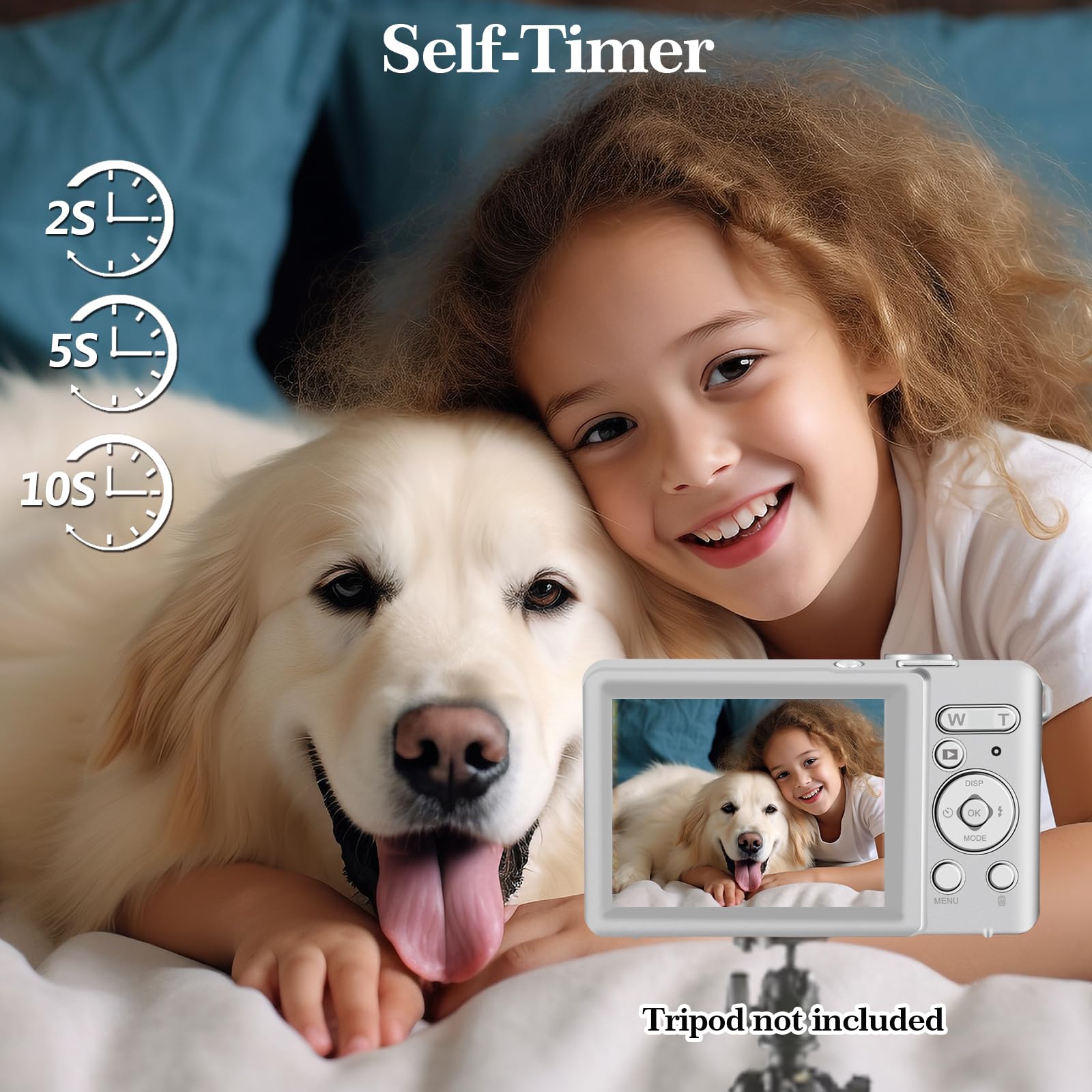 ISHARE Kids Digital Camera 30MP 1080P, Compact Pocket Camera with 18X Zoom, 2 Batteries & 32GB Card for Beginners Teens Seniors (Silver) 5