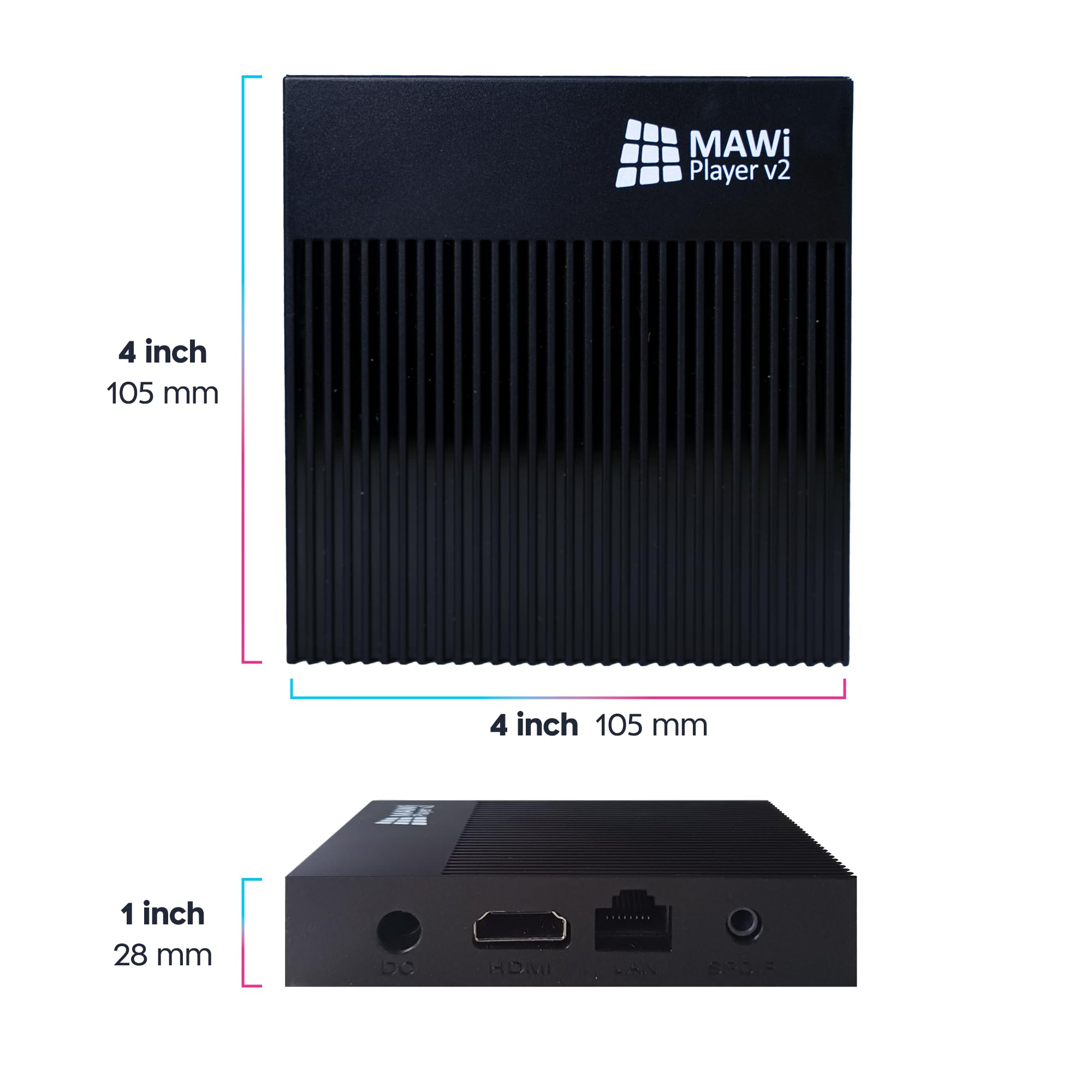 MAWi Player v2 – Android-Based Device with 1-Year Subscription to Online Monitors AnyWhere Cloud-Based Digital Signage Content Management System 4