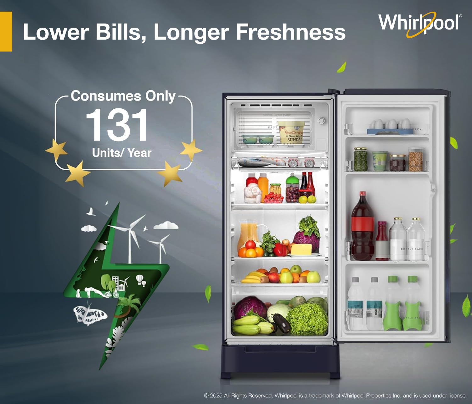 Whirlpool 184 L 5 Star Direct-Cool Single Door Refrigerator with Intellisense Inverter Compressor (205 WDE ROY 5S Inv SAPPHIRE SPRING-Z) 3