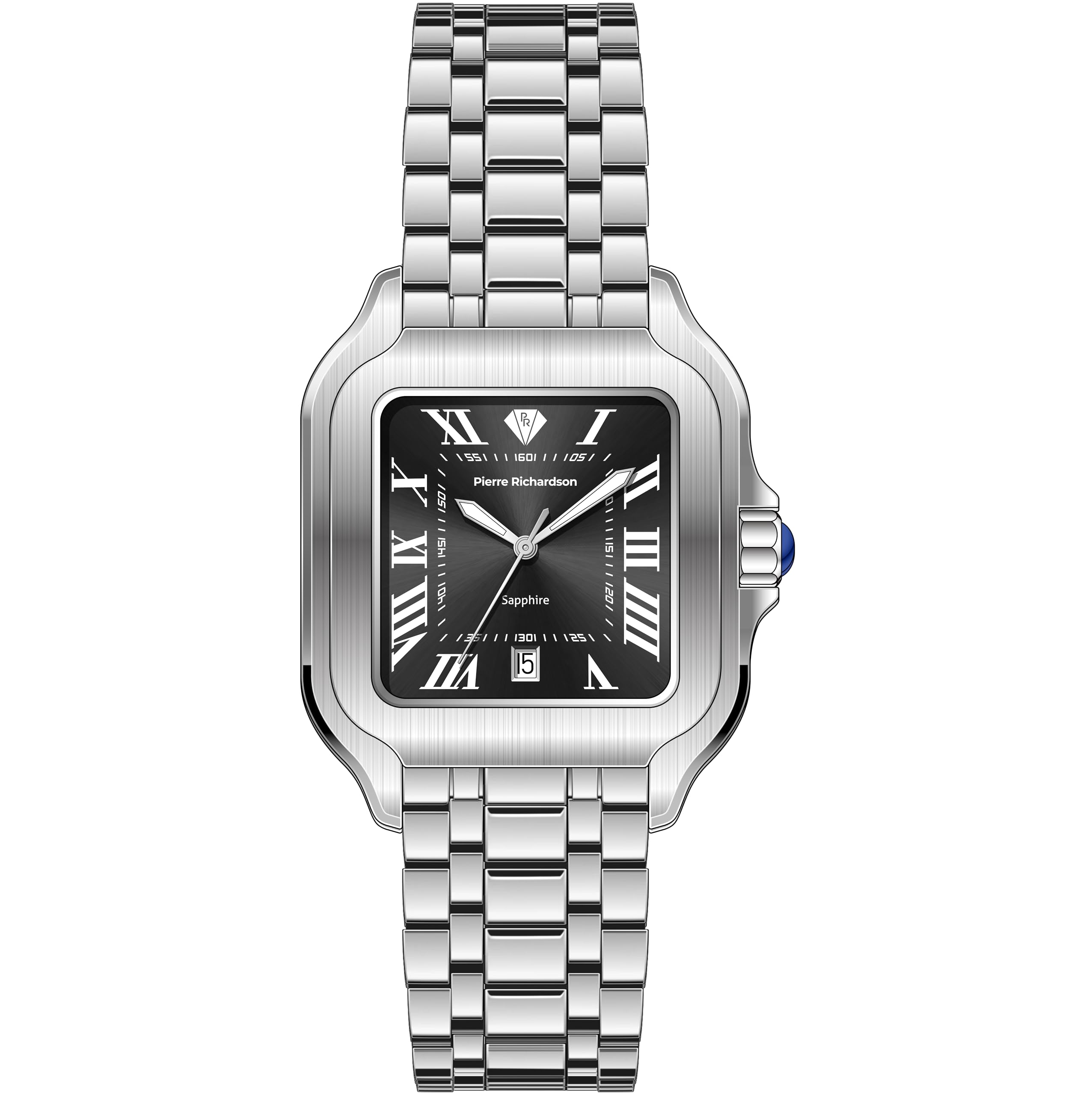 PIERRE RICHARDSON PR8711 Men's Watch - Silver Stainless Steel Japanese Quartz, 10ATM Water Resistant, Scratch-Resistant Sapphire Crystal Glass, Elegant Dress Watch for Men, Reloj para Hombres 1
