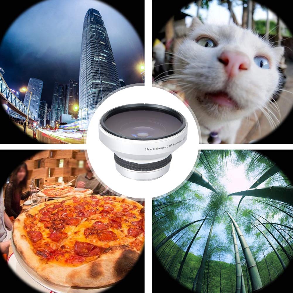 37mm 0.25X Super Fisheye Lens Additional Lens, Fish Eye Lens Phone, Silver Strong Applicability, for Macro Closeup Shooting, for 37mm Caliber Camera Lenses 6