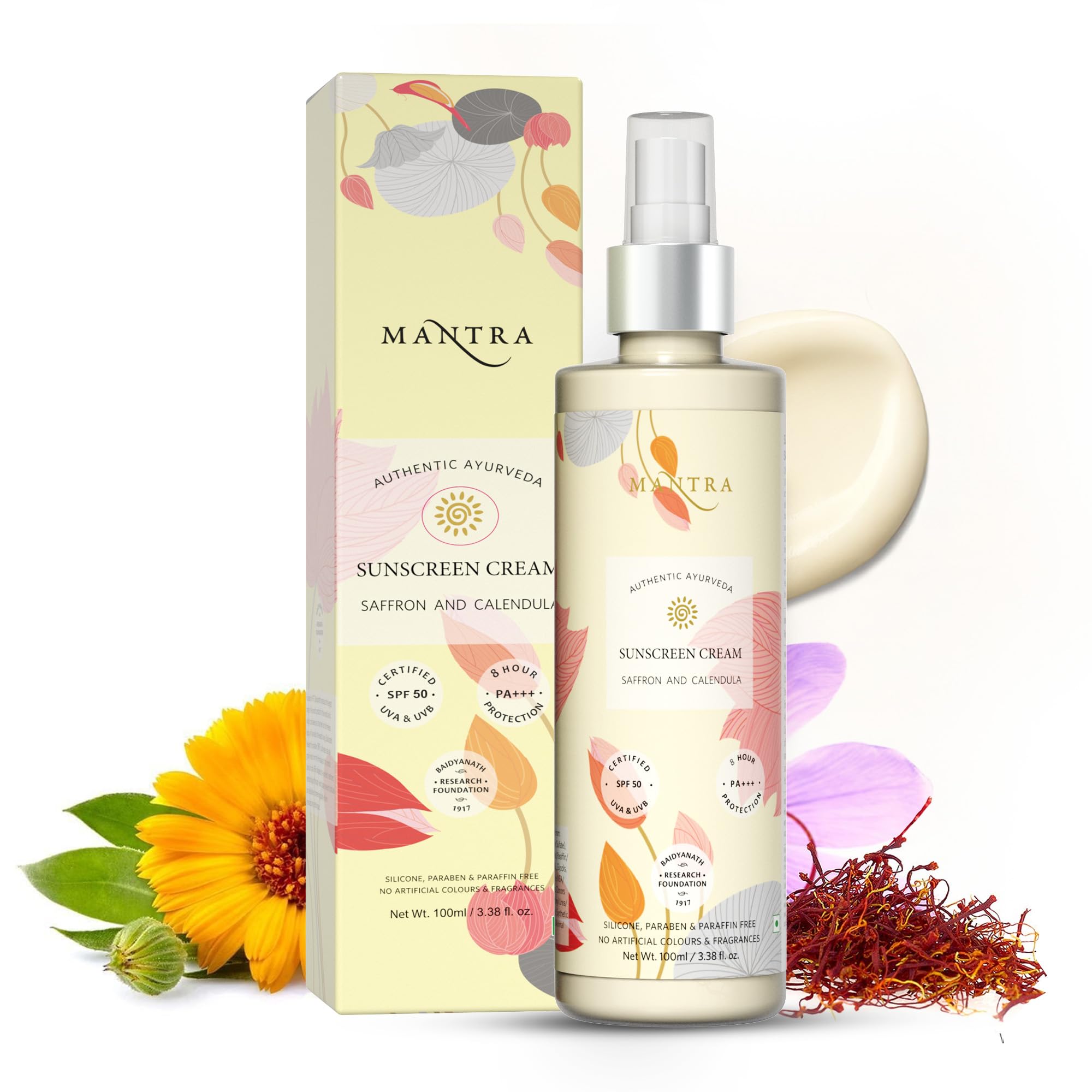 Mantra Herbal Pollution Protect SPF 30+ UVA & UVB Sunscreen Gel 100 ml with Saffron And Calendula Sun Cream | Blue Light Protection & Oil free | Moisture boost formula | Water resistant | All Skin types 1