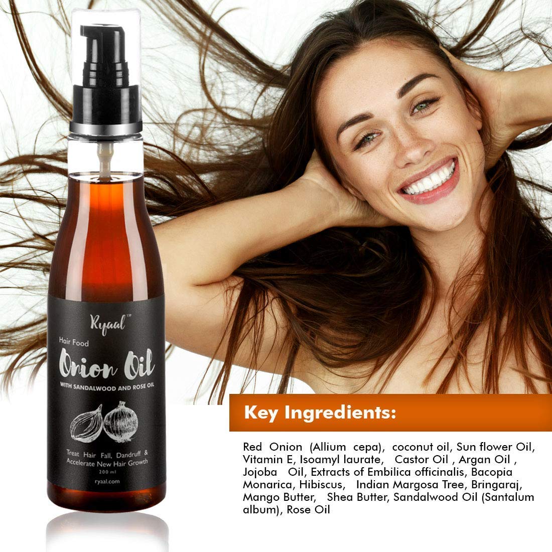 Ryaal Hair Food Onion Hair Oil Nourishing Hair Fall Treatment with Real Onion Extract Intensive Hair Fall Dandruff Treatment, 200 ml 5