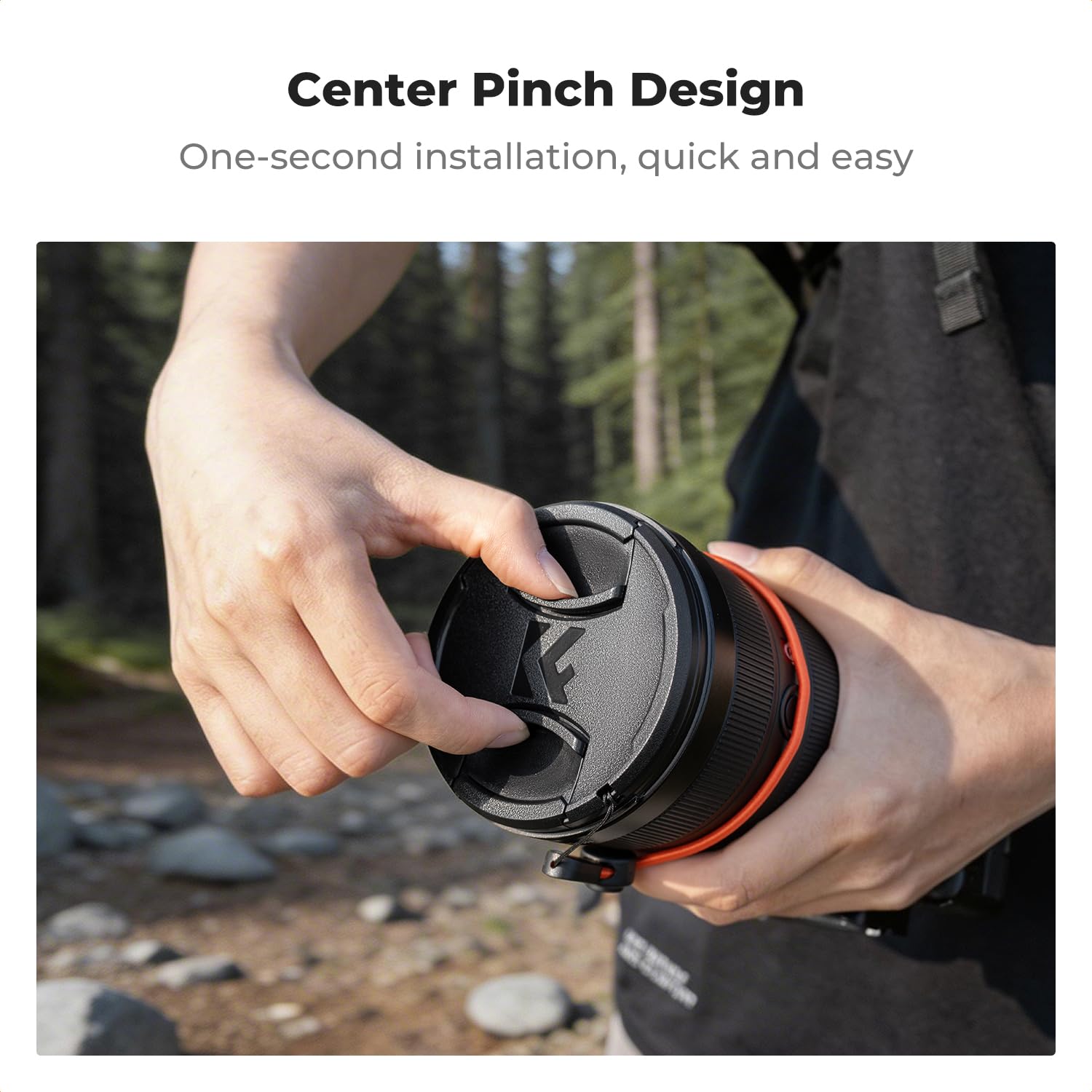K&F CONCEPT 95mm Lens Cap Cover, 4-in-1 Center Pinch Lens Cover 3