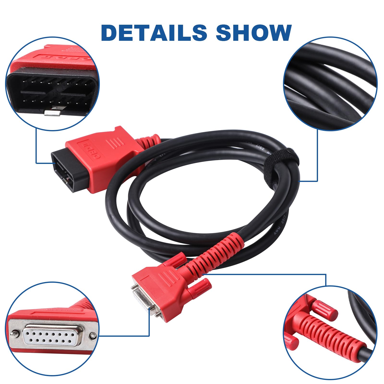 ZIWIMEGO Car Diagnostic Cable,Scanner Main Test Data Cable, OBD2 OBD2II 16 Pin Cord Test Cable Car Diagnostic Tool for MaxiSys MS906 MS906BT MS906TS MS908 MS908S MS908S PRO J2534 (2) 4