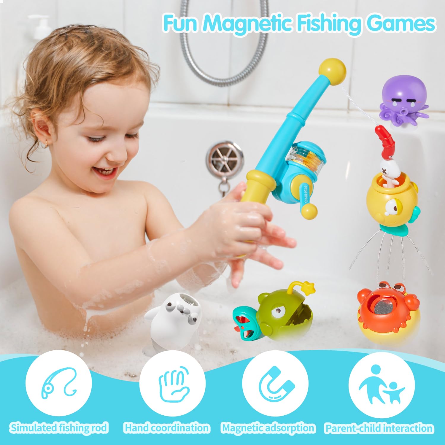AMCHSURI Magnetic Fishing Toys, 8PCS, Small 3