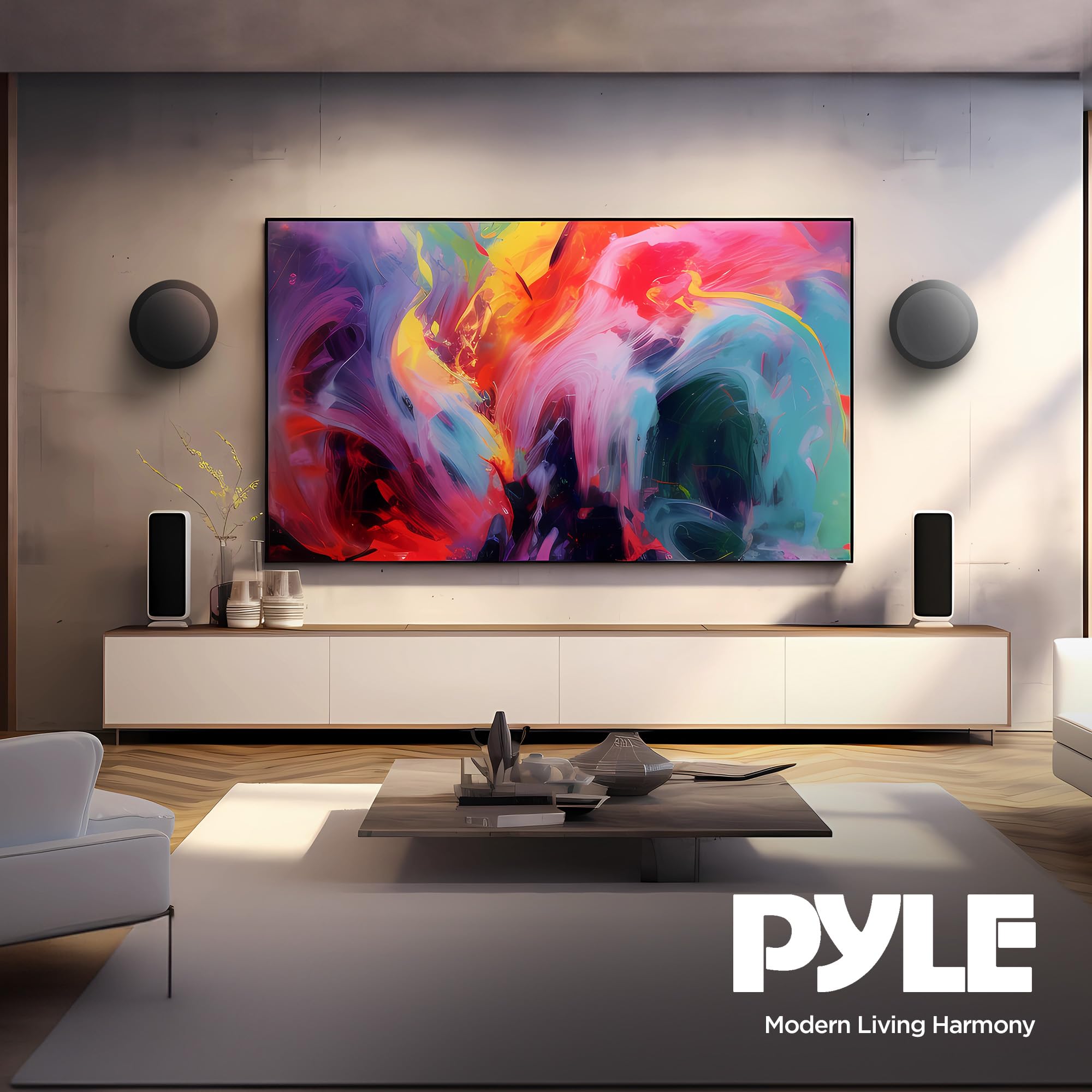 Pyle 2 Pair Speakers, 200W 6.5" Flush Mount in Wall/in Ceiling Speakers with Spring-Loaded Terminals, PDIC Series, Black 6