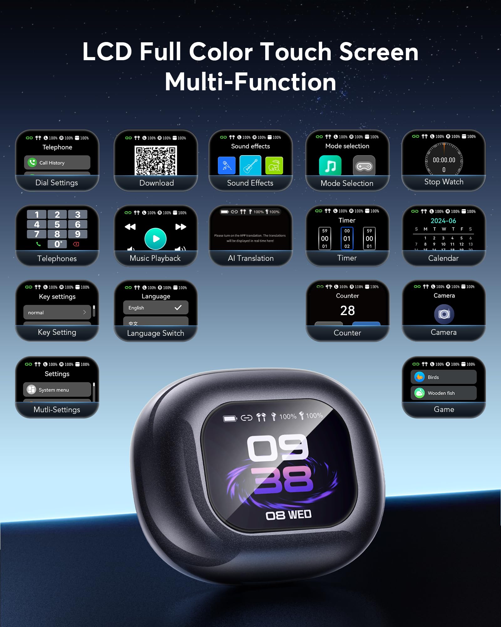 AI Translation Earbuds 144 Languages Real-Time 2-Way Voice Translator Earphones, Bluetooth 5.4 OWS Open-Ear Comfort, Hi-Fi Music & Call, Smart Touch+App, Gift for Travel Business Language Learning 3