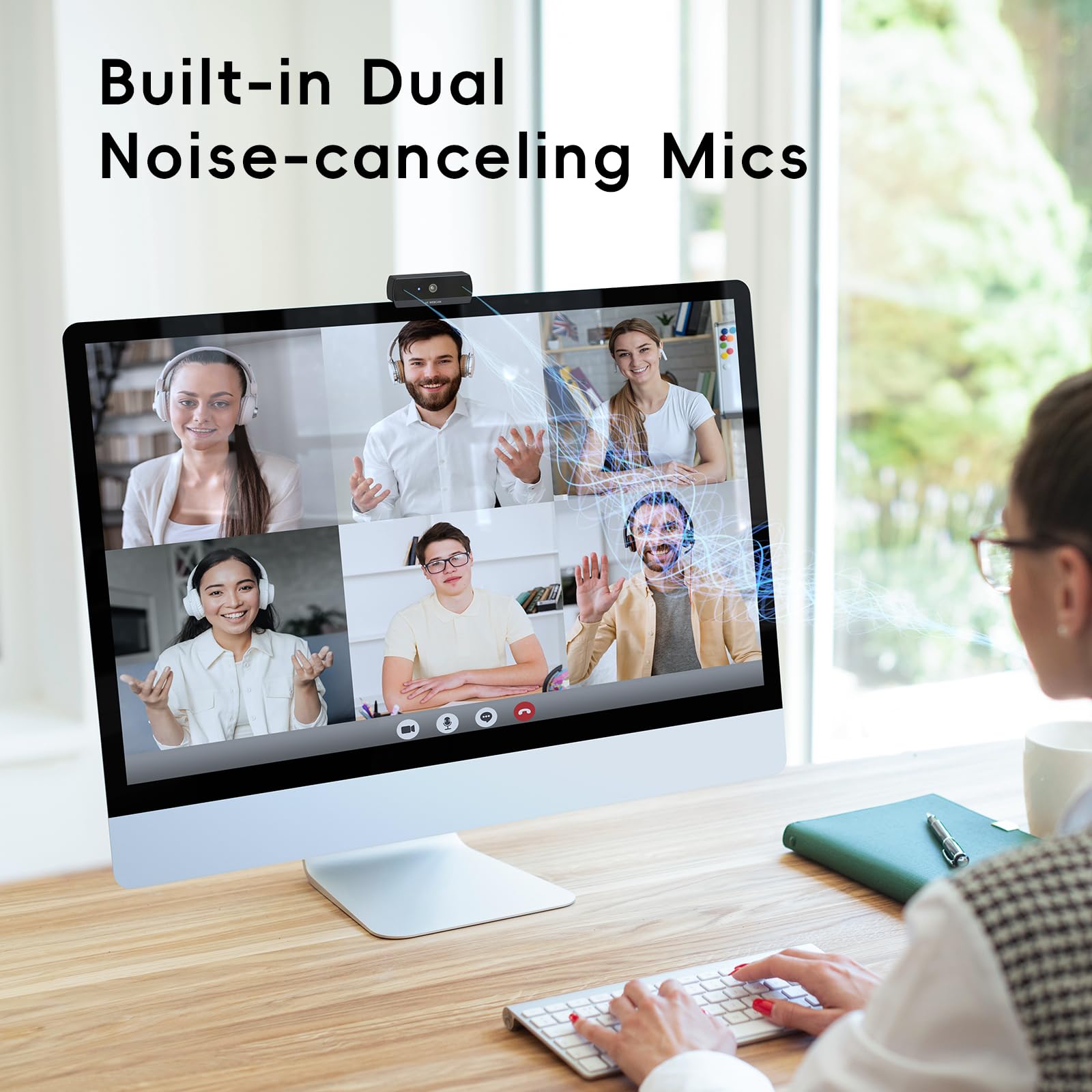 Nisheng Upgrade 4K Webcam for PC, PDAF Auto Focus, Dual AI Noise-Cancelling Mics, 1080P/60FPS, Mini Camera w/Privacy Cover, Plug & Play USB Webcam for Zoom/Teams/OBS/Xbox 5