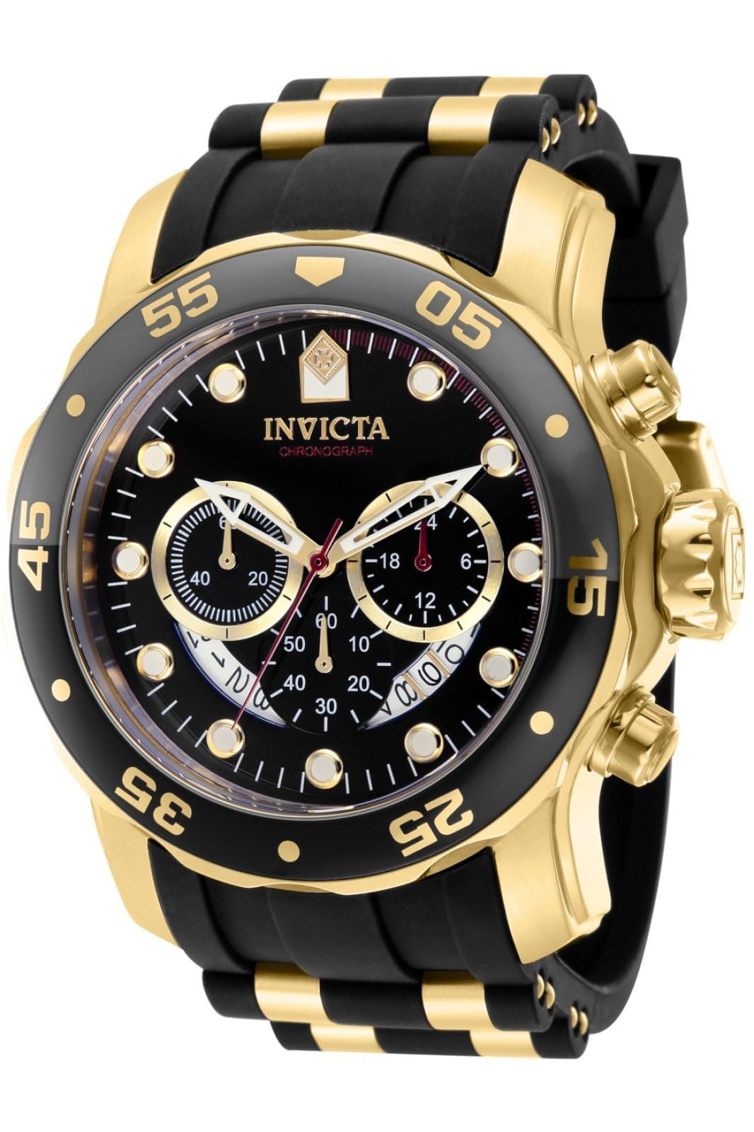 Invicta Men's 37229 Pro Diver Quartz Chronograph Blue, Red Dial Watch 1
