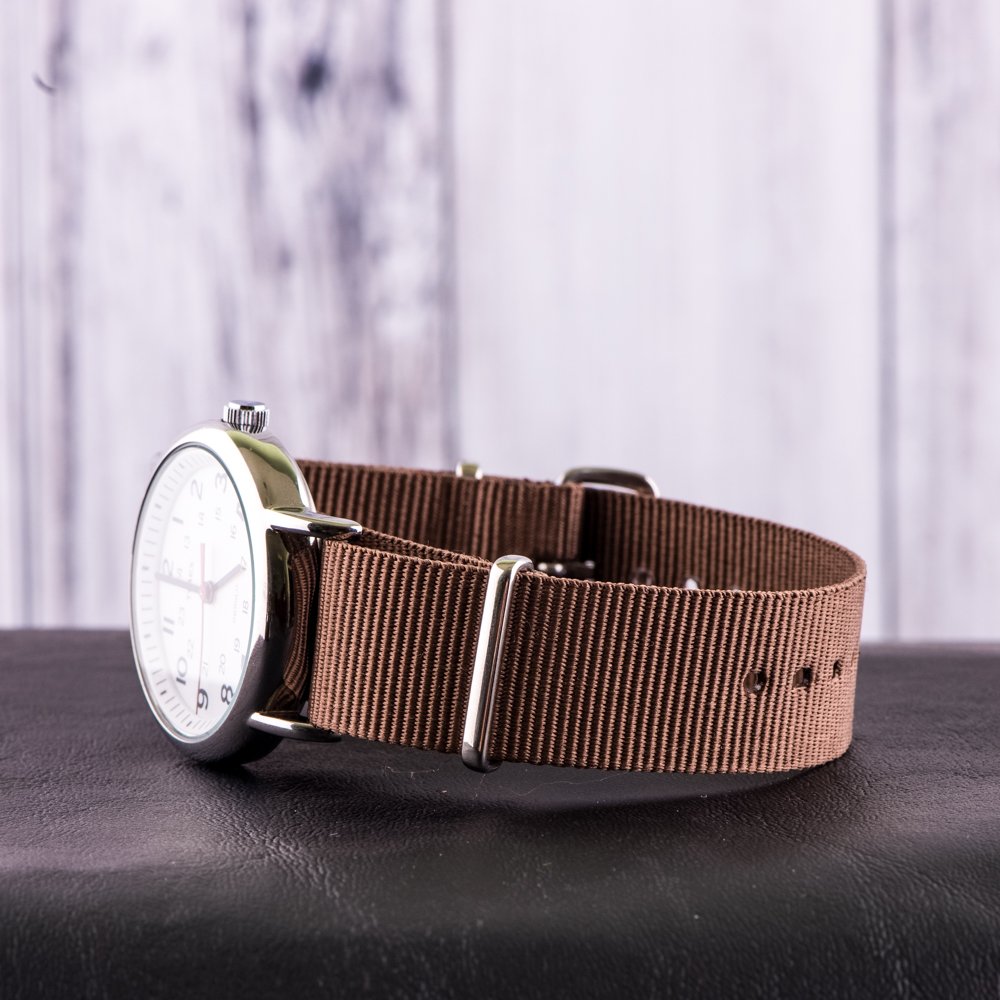Clockwork Synergy® - Classic SS Nylon Ballistic Watch Band Straps - Brown - 20mm Interchangeable Replacement Military Watch Strap 3