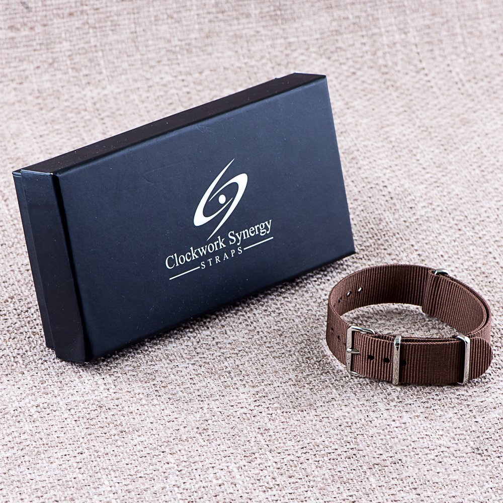Clockwork Synergy® - Classic SS Nylon Ballistic Watch Band Straps - Brown - 20mm Interchangeable Replacement Military Watch Strap 4